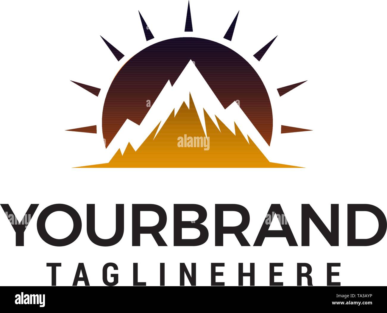 mountain sun logo design concept template vector Stock Vector Image