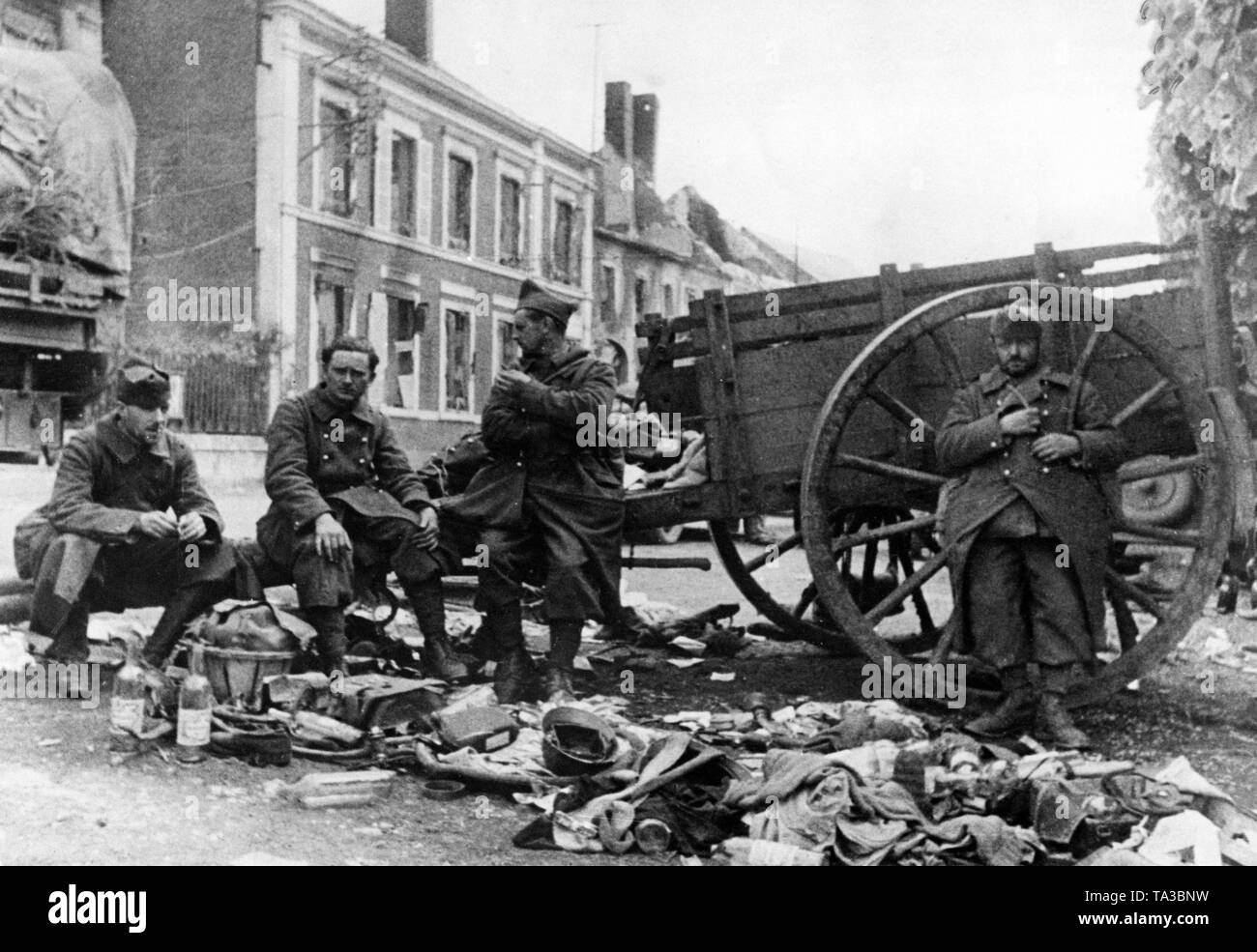 French soldiers are waiting for their transport. Stock Photo