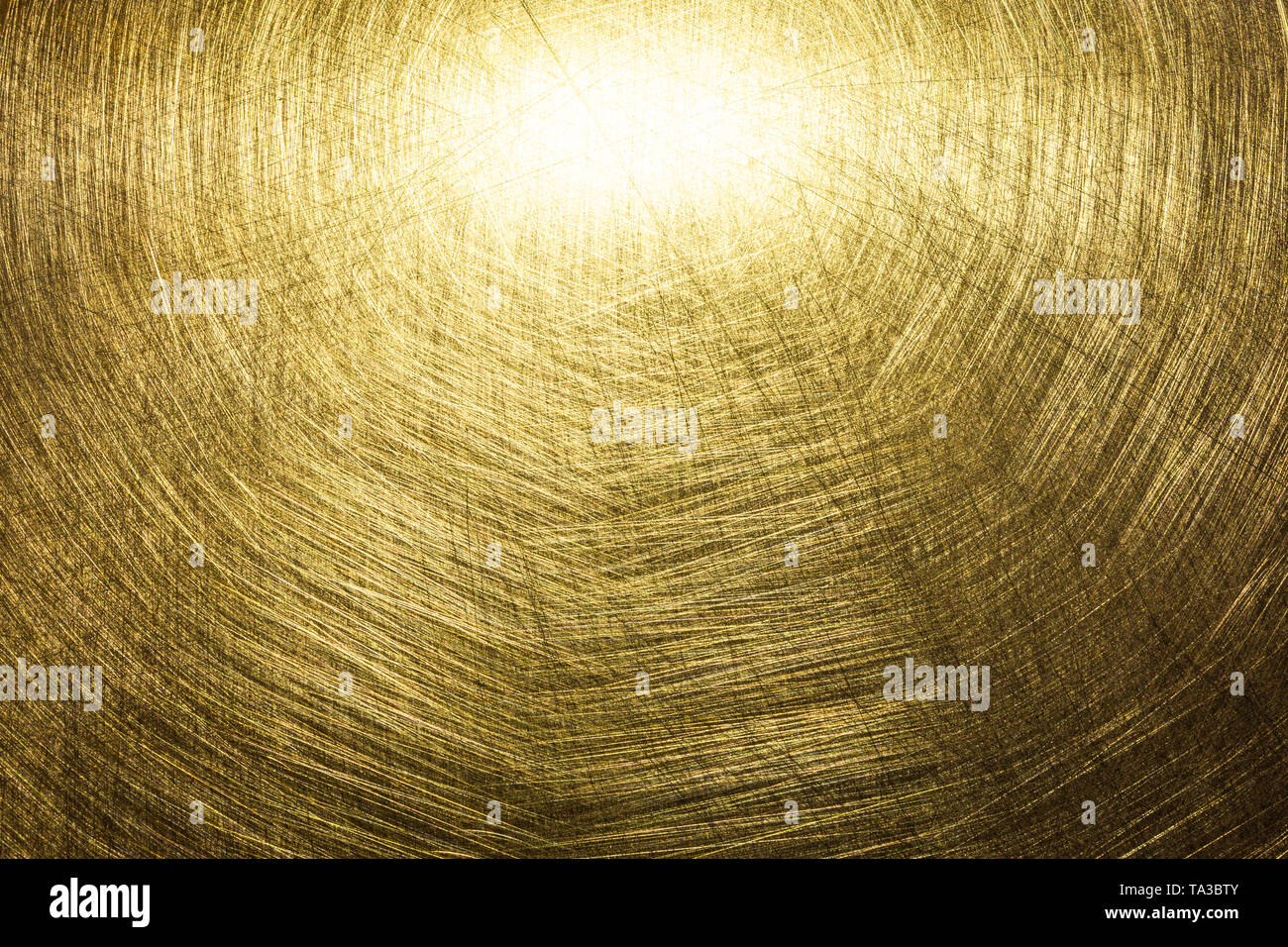 flat brushed brass texture with random pattern and light reflection Stock Photo