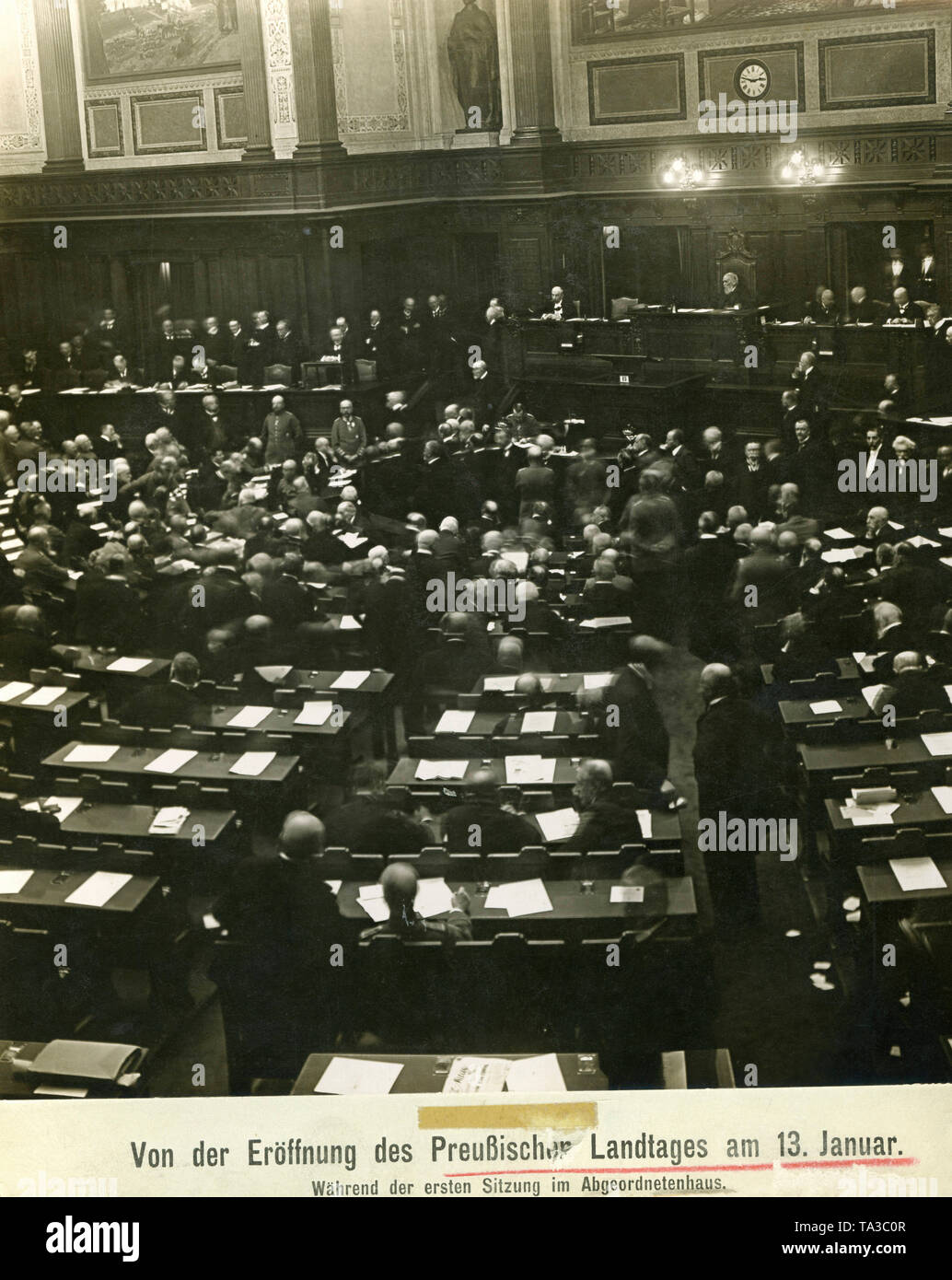 After the elections in December 1924, the new Prussian Landtag (2nd legislative period) was opened in January 1925. Stock Photo