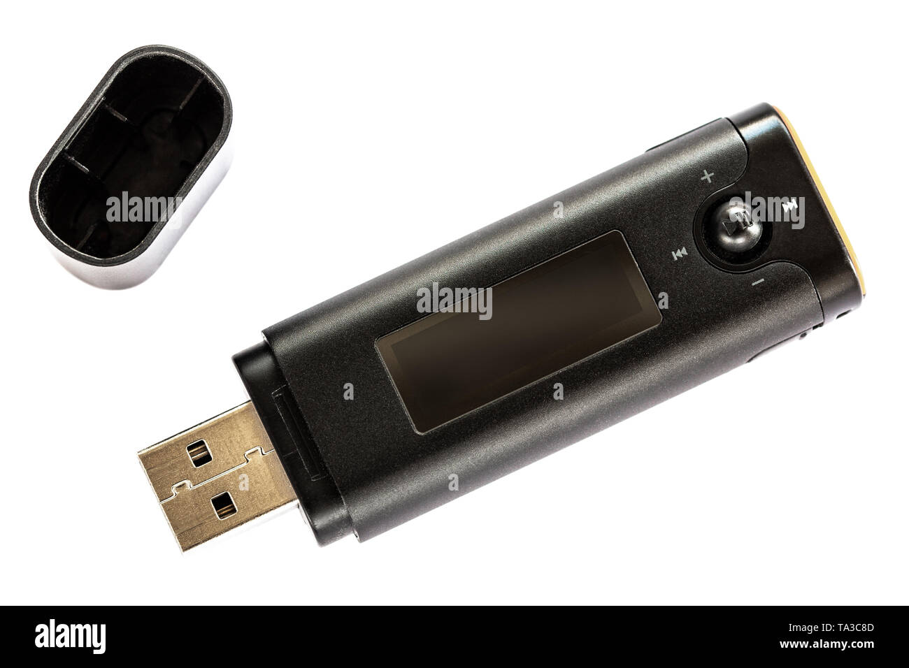old black flash mp3 player with cap isolated on white background without  anything else Stock Photo - Alamy