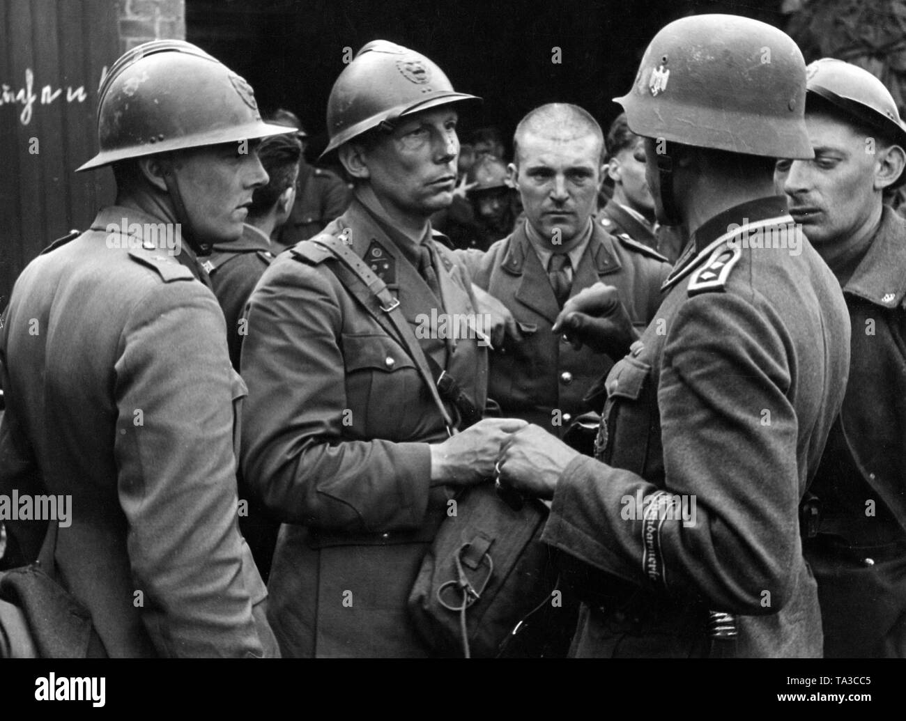 French troops on the retreat and in captivity. Stock Photo