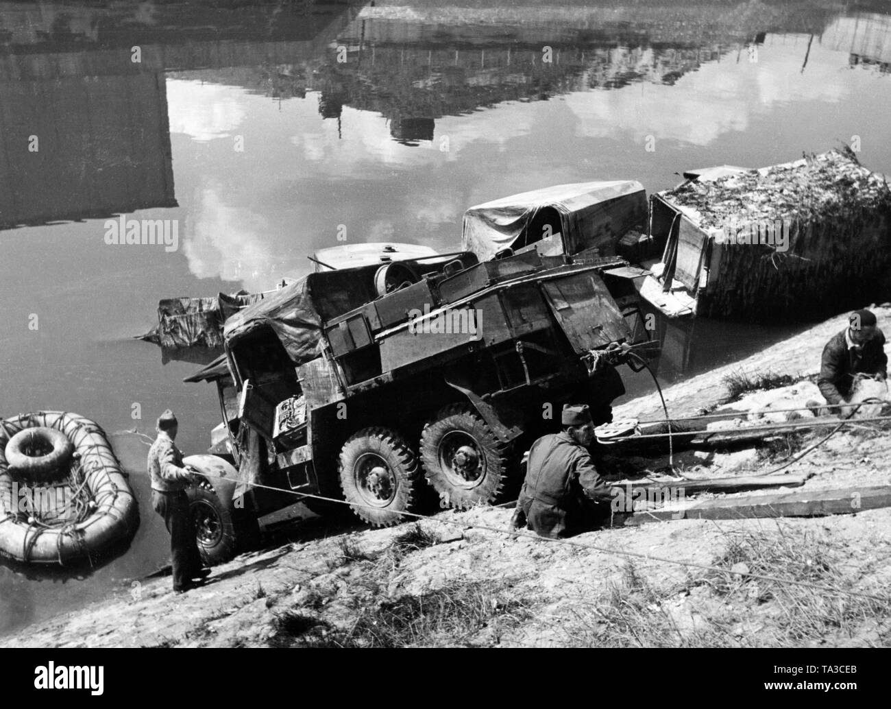 French troops on the retreat and in captivity. Stock Photo