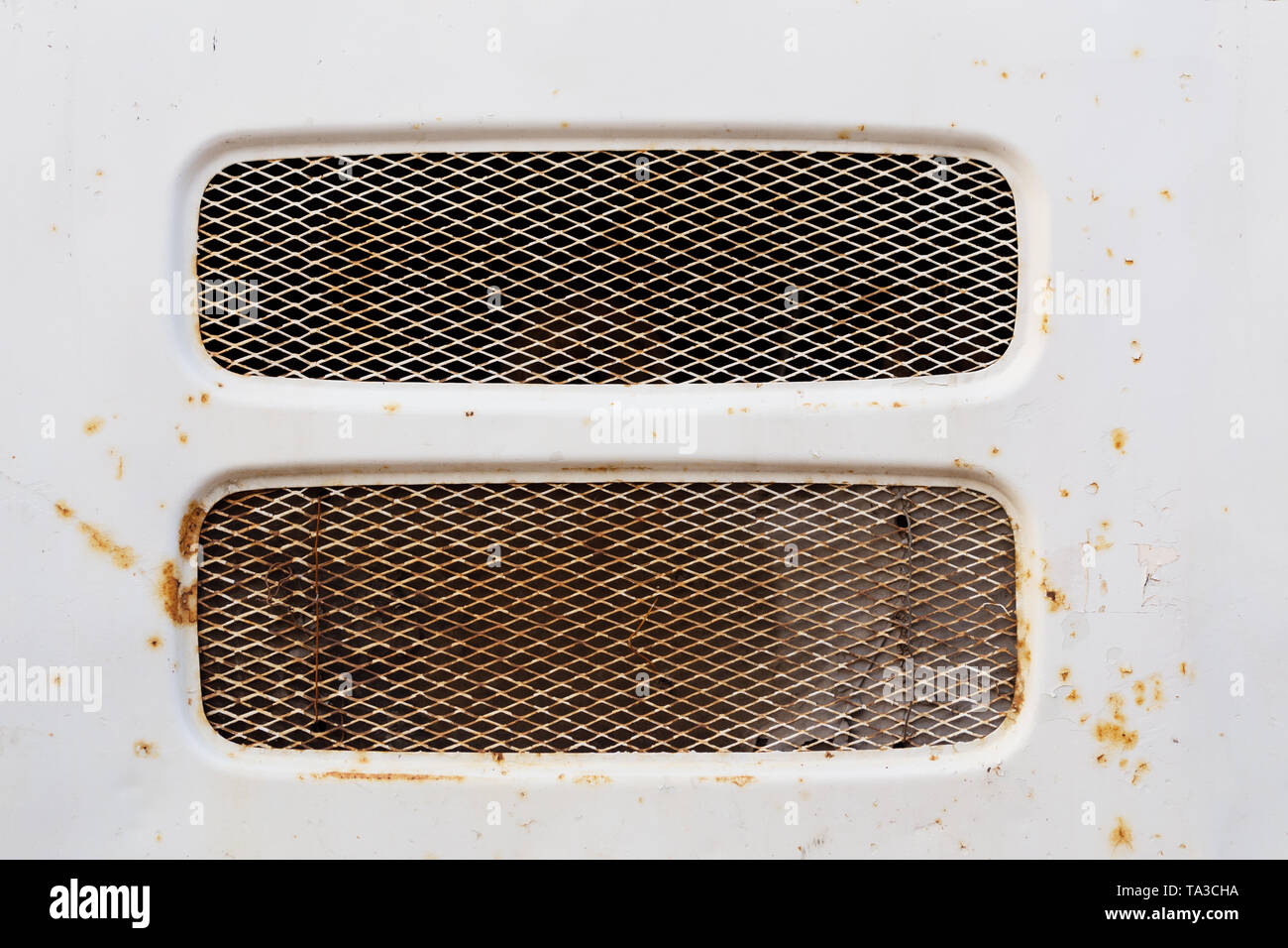 flat front ventilation intake with two grate windows texture Stock Photo
