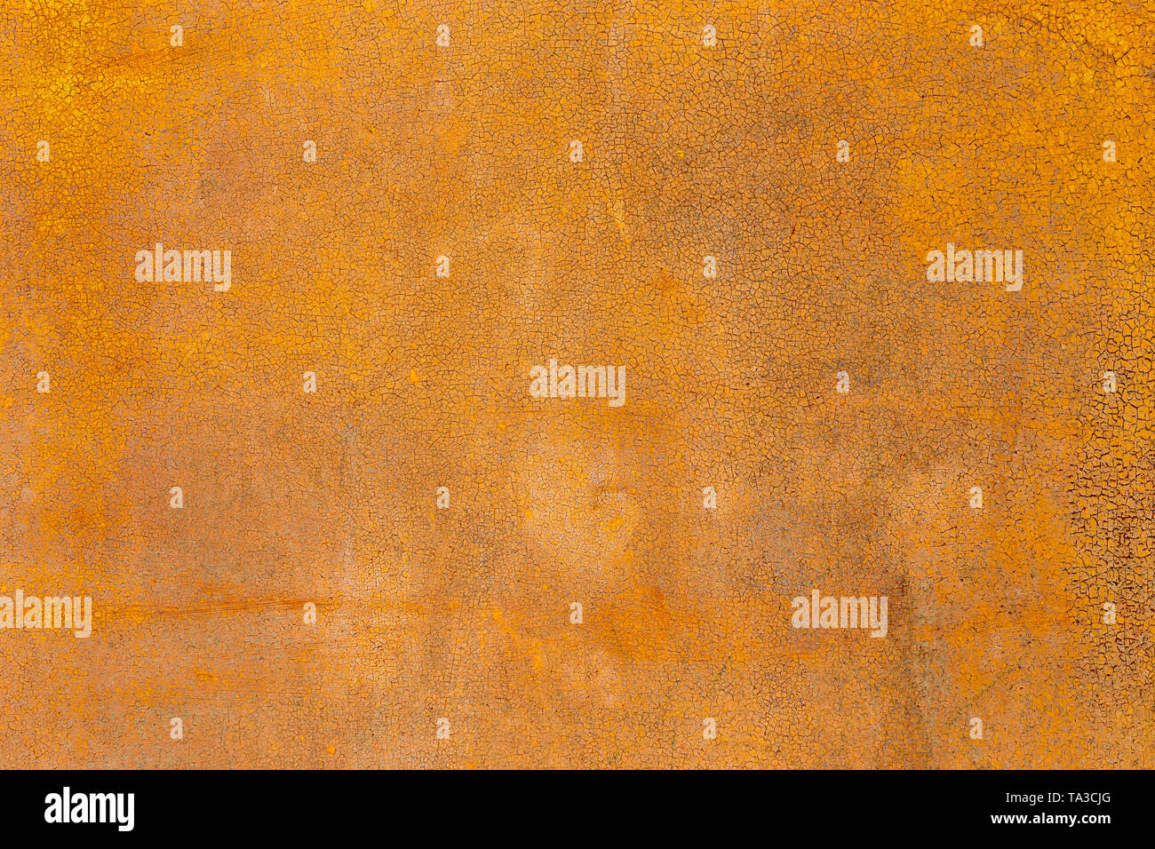 fine-grained craquelures and rust on old painted flat surface Stock Photo