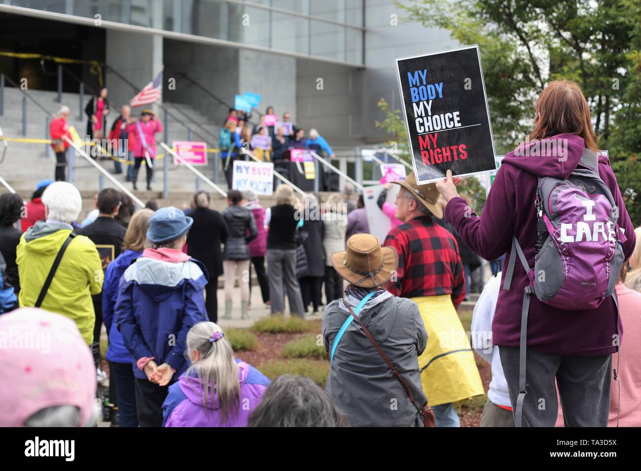 A protest against abortion bans, Eugene, Oregon, USA. Stock Photo