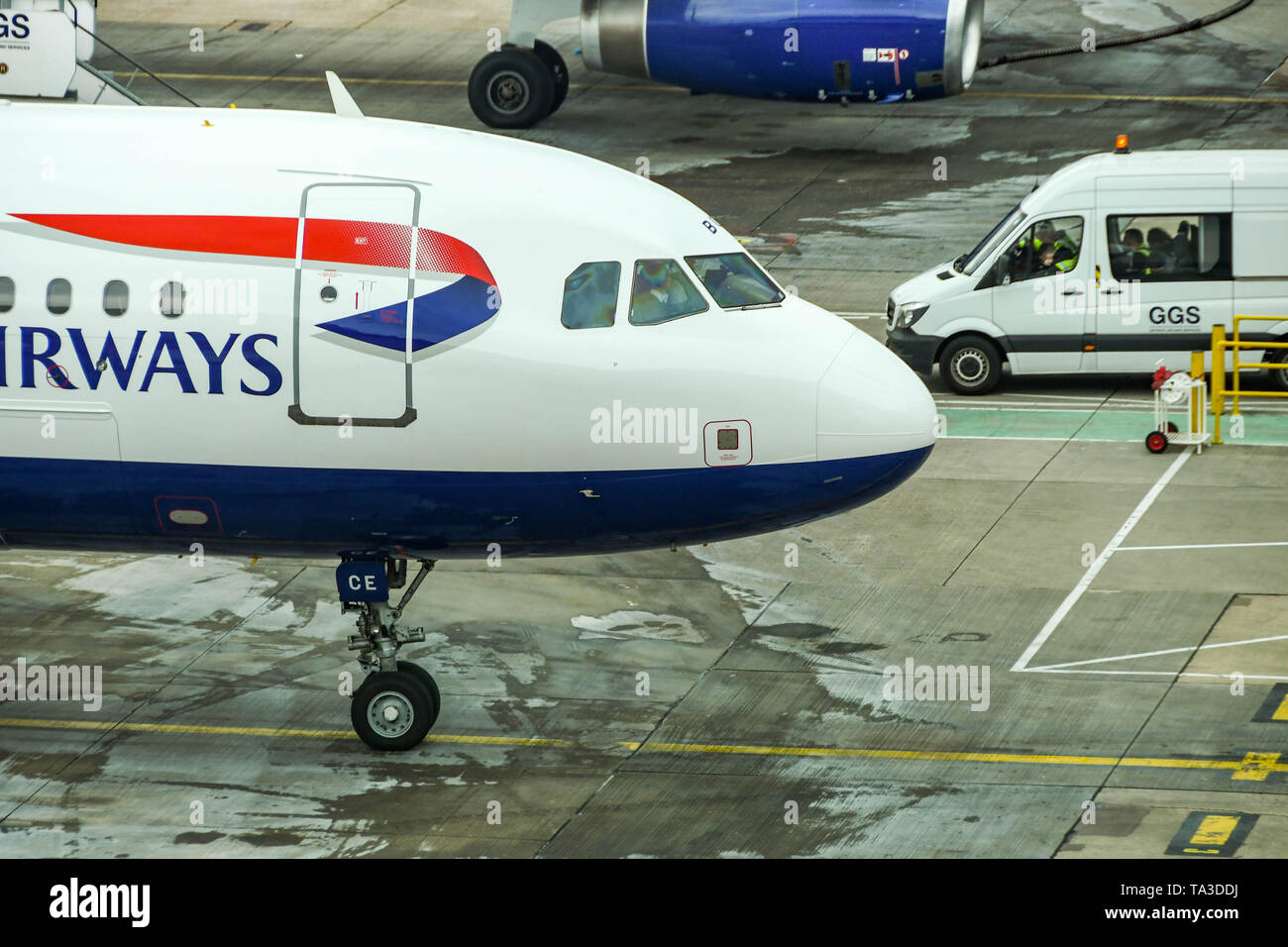 LONDON GATWICK AIRPORT, ENGLAND APRIL 2019 British Airways Airbus