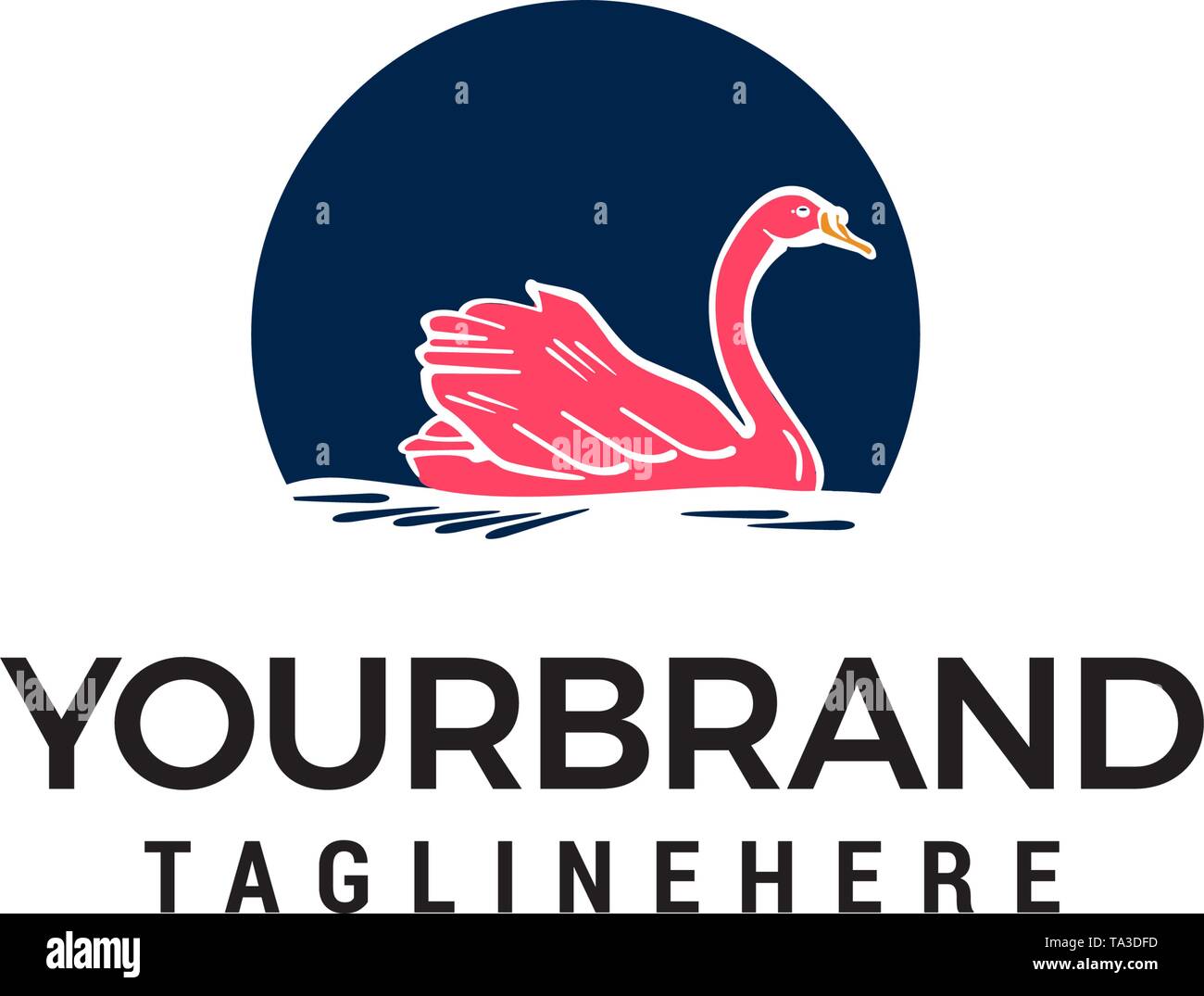 swan circle logo design concept template vector Stock Vector