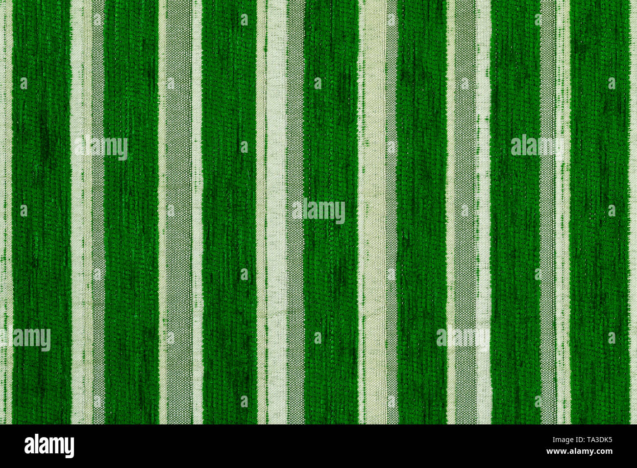 green striped synthetic woven upholstery fabric close-up texture and ...