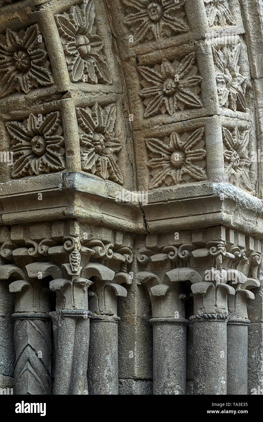 Cover meridional of Church of San Juan de Puerta Nueva of the city of Zamora, Castilla y Leon, Spain Stock Photo