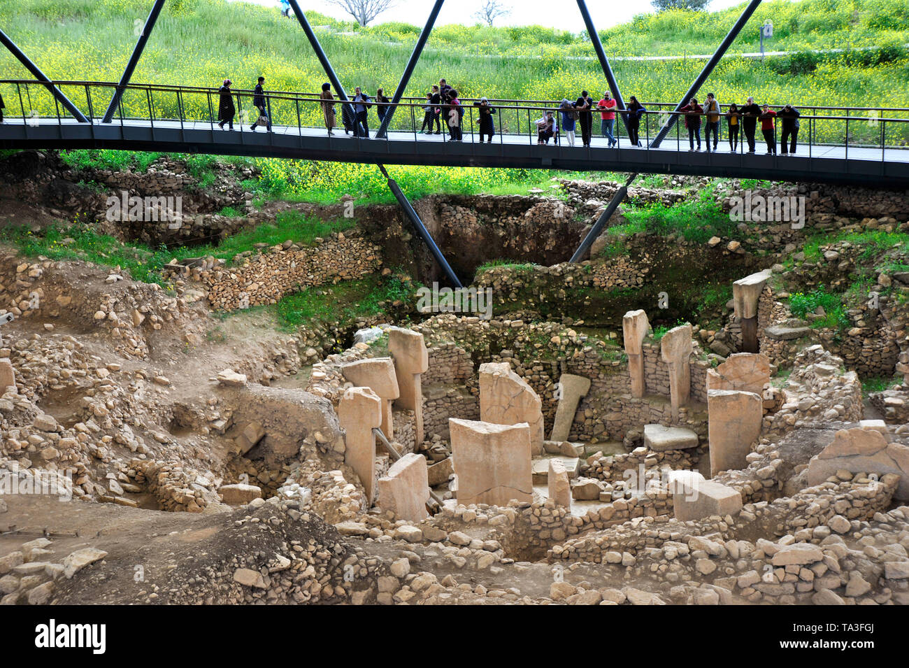 Visitors have view of archaeological excavation of ancient stone ritual ...