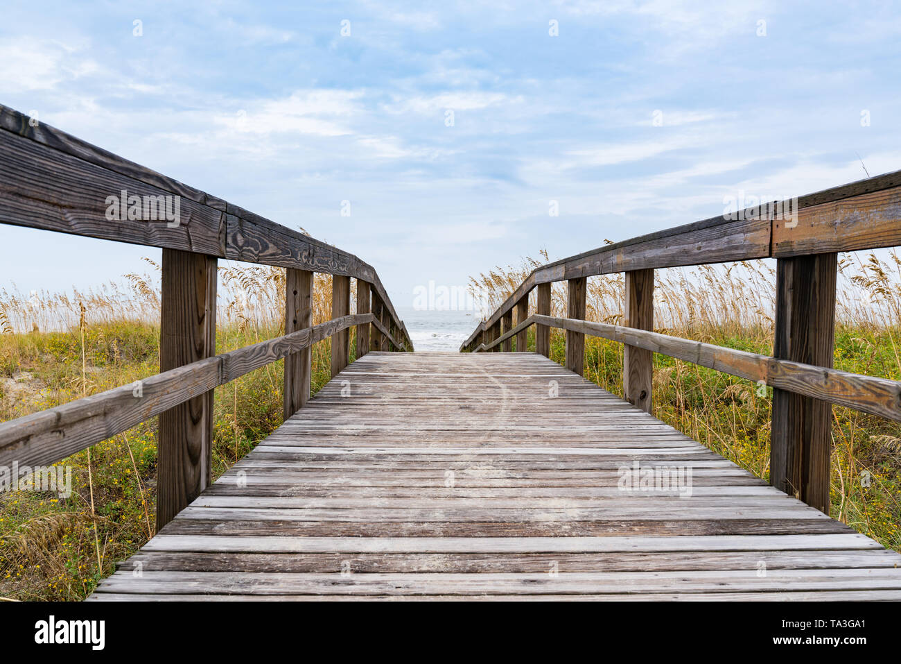 Boardwalk over a sand dune in Myrtle Beach, South Carolina Stock Photo