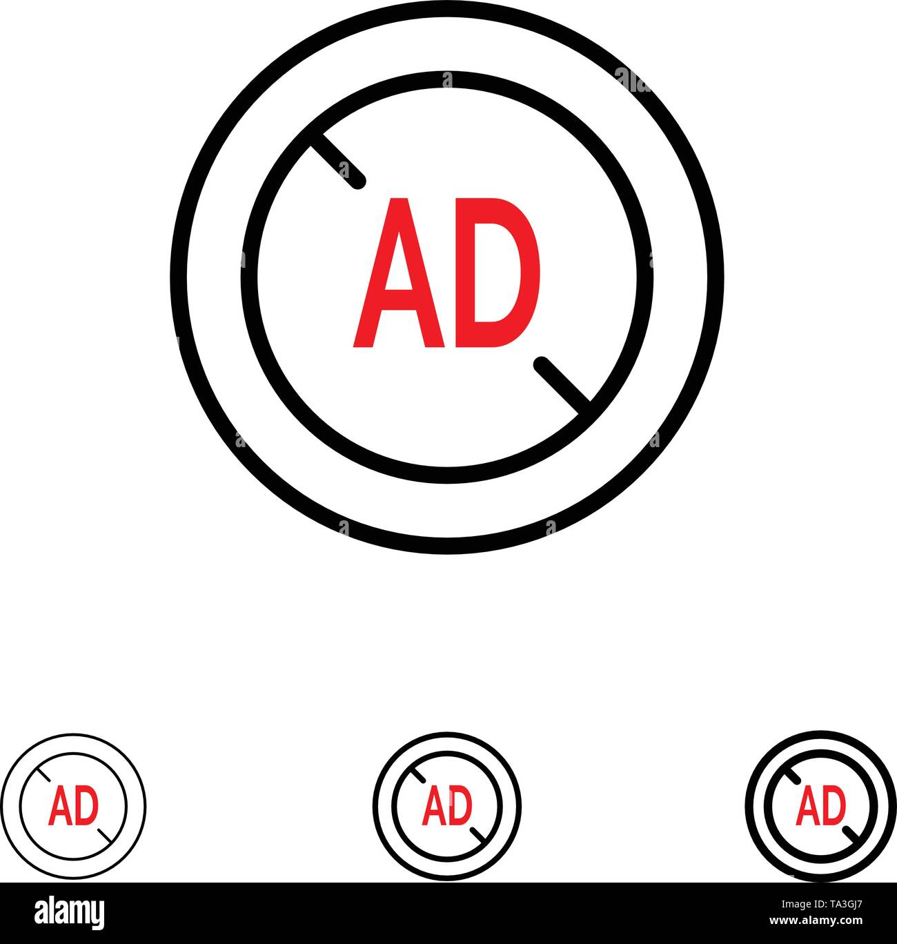 Ad, Blocker, Ad Blocker, Digital Bold and thin black line icon set Stock Vector