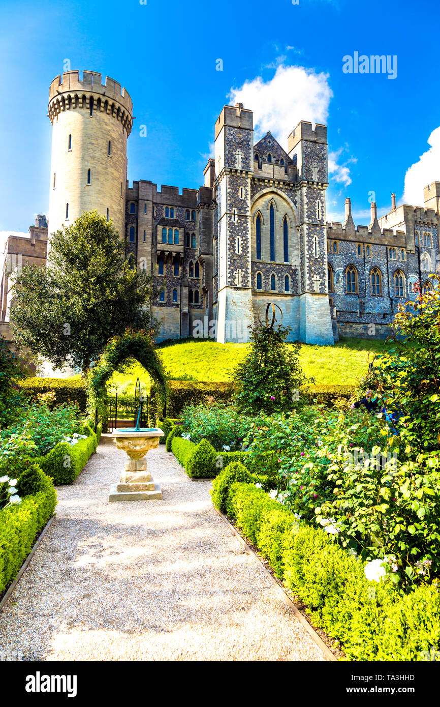 Rose Garden and Arundel Castle, Arundel, UK Stock Photo