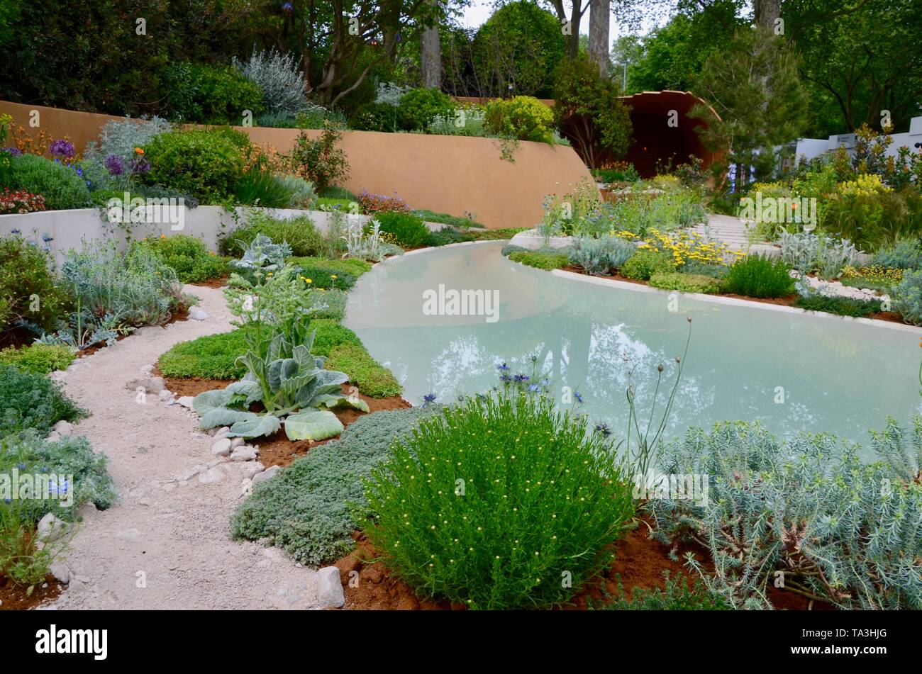 The Dubai Majlis Garden at the 2019 rhs chelsea flower show in london england Stock Photo