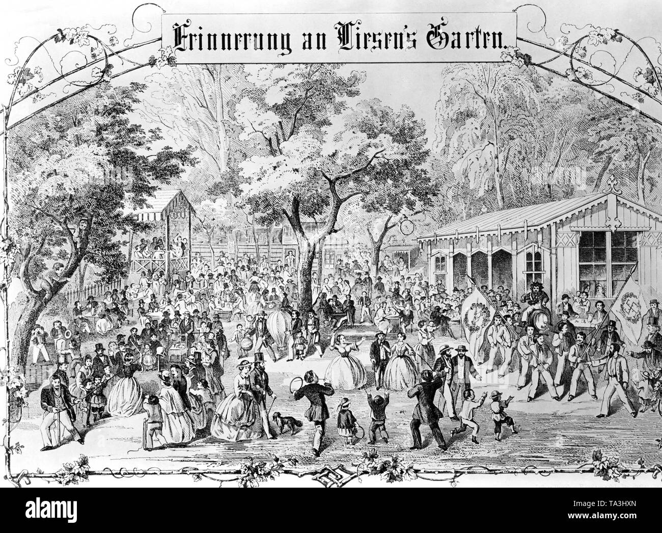 Liesen's Garden in Berlin, around 1850. Stock Photo