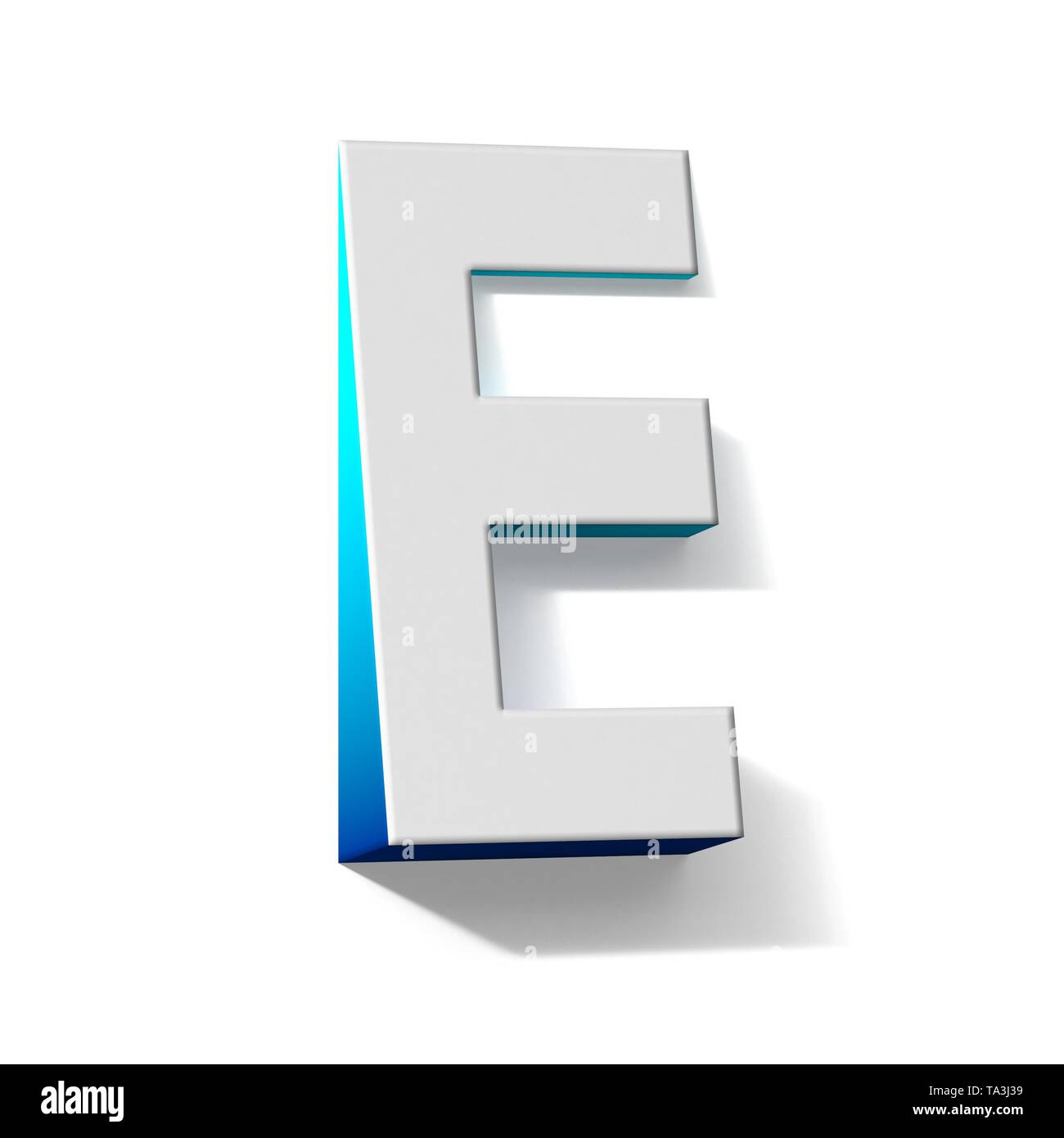 Blue gradient Letter E 3D render illustration isolated on white ...