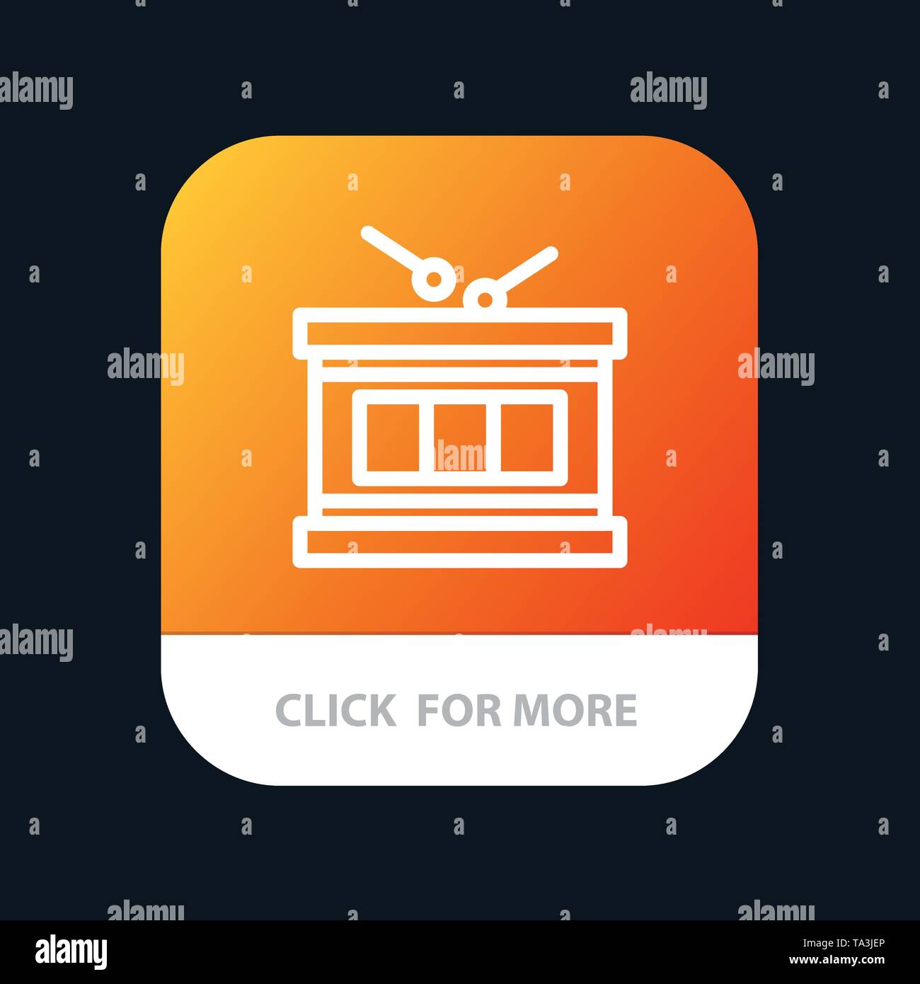 Drum, Instrument, Irish, Parade Mobile App Button. Android and IOS Line Version Stock Vector