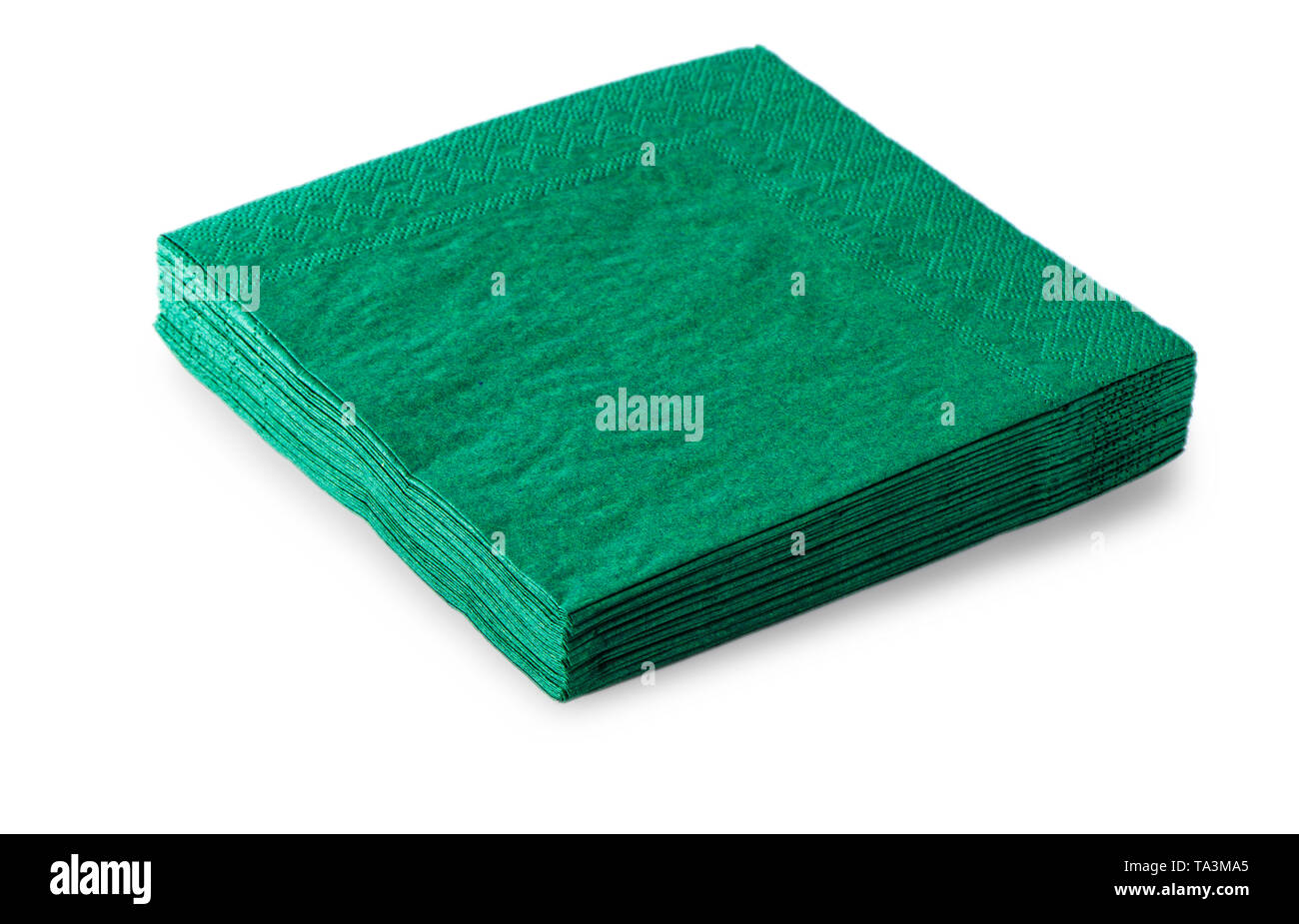 green napkins isolated on white background Stock Photo Alamy