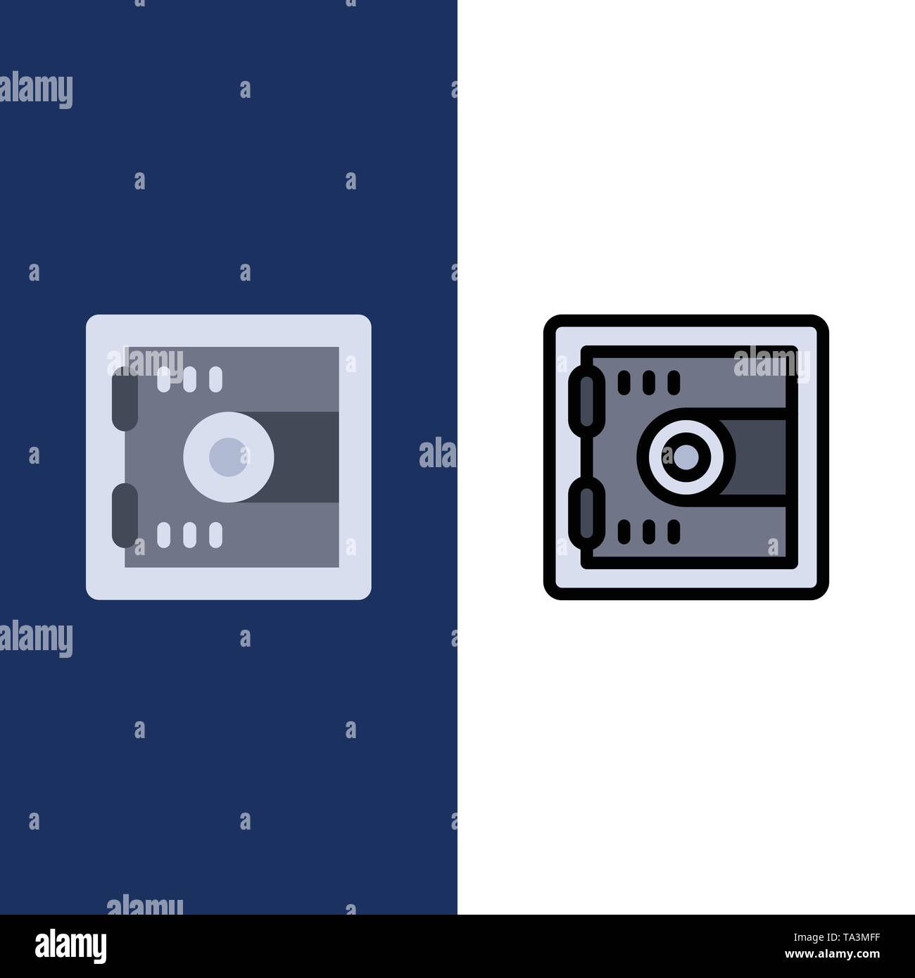 Locker, Lock, Motivation Icons. Flat and Line Filled Icon Set Vector Blue Background Stock