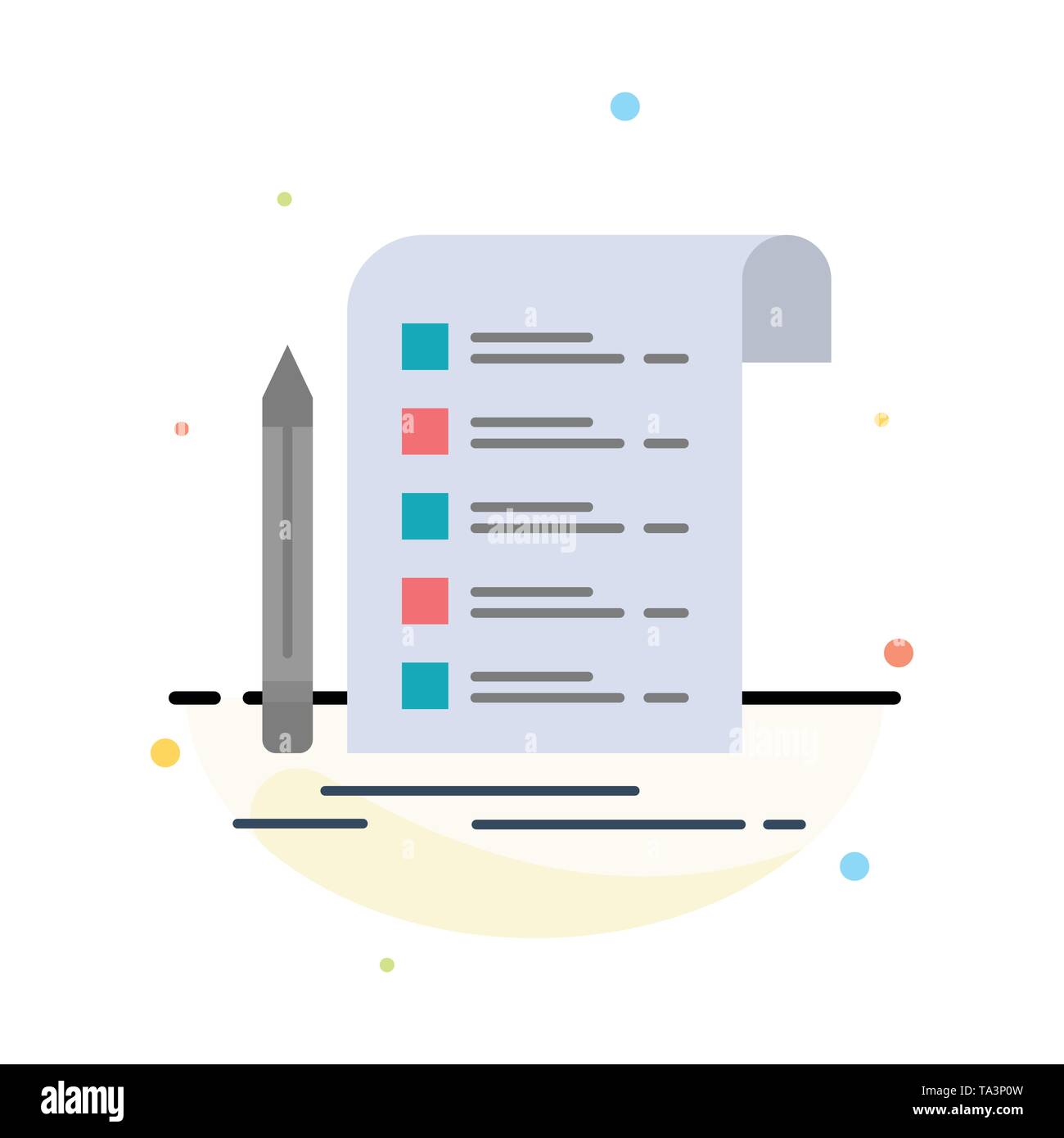 File, Report, Invoice, Card, Checklist Abstract Flat Color Icon Throughout Invoice Checklist Template