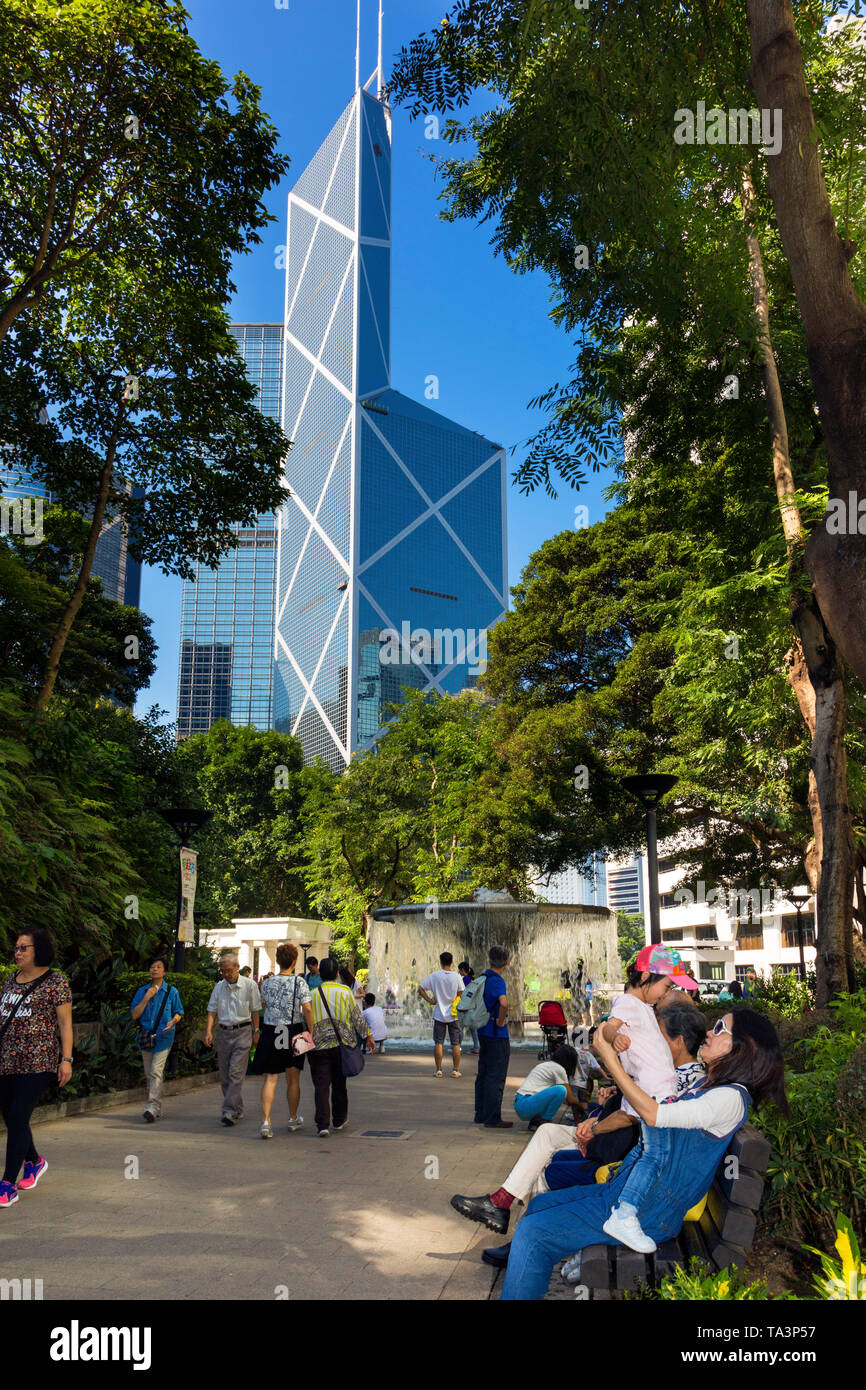 Bank of China tower, Hong Kong Park, SAR, China Stock Photo