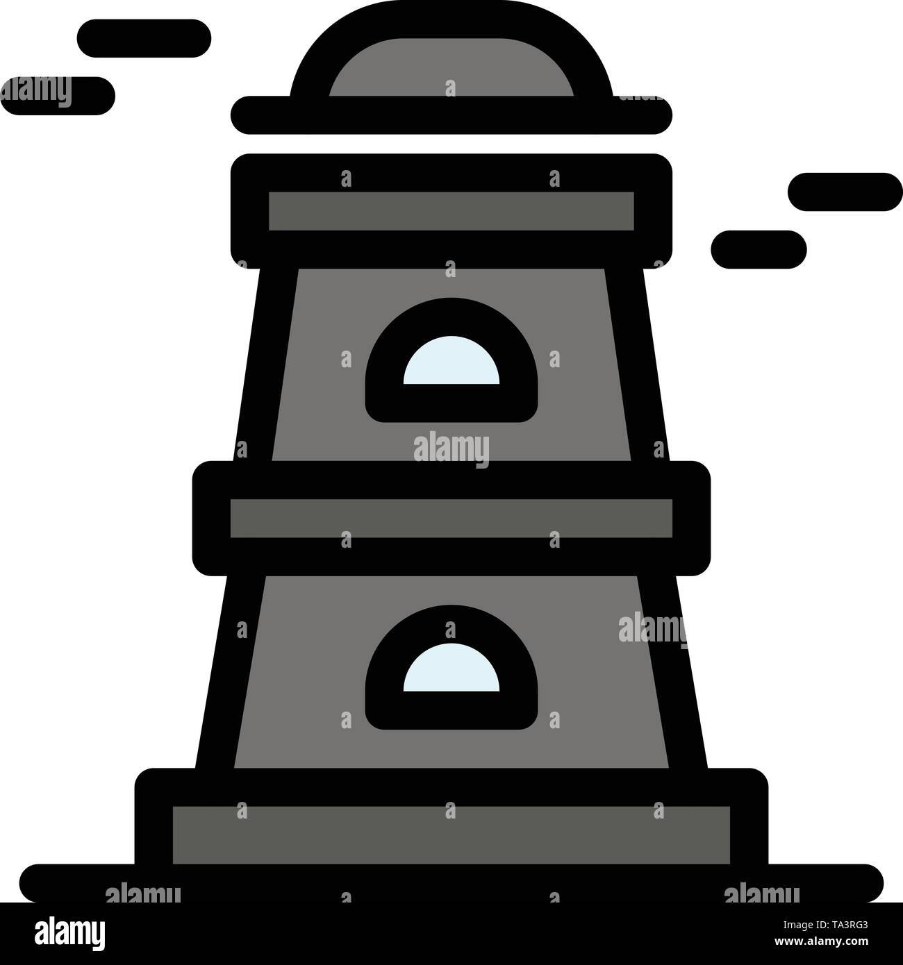 Observatory, Tower, Watchtower  Flat Color Icon. Vector icon banner Template Stock Vector