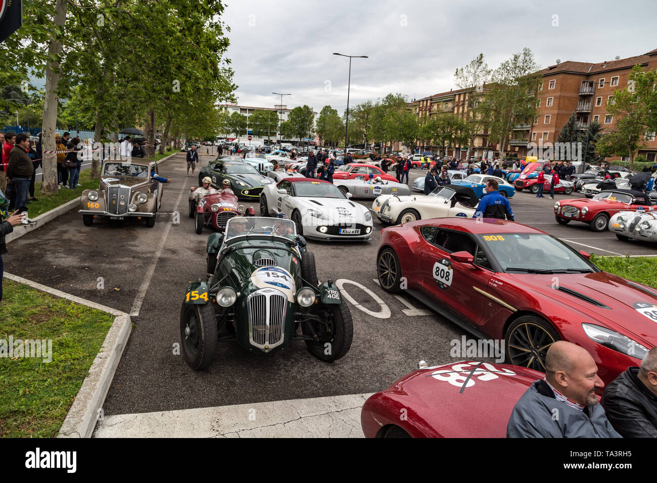 Old Italian Racing The classic italian 1000 Miglia road race with vintage cars Stock Photo ...