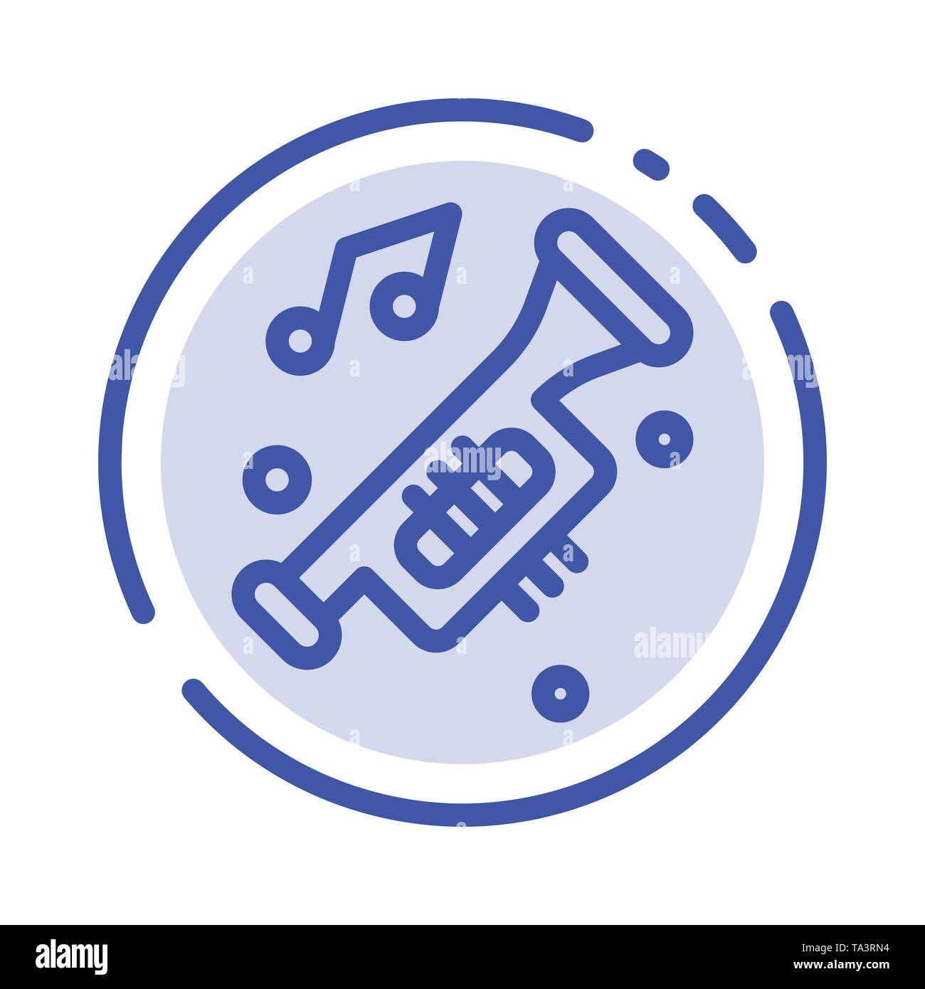 Accessories, Car, Horn, Noise, Trumpet Blue Dotted Line Line Icon Stock