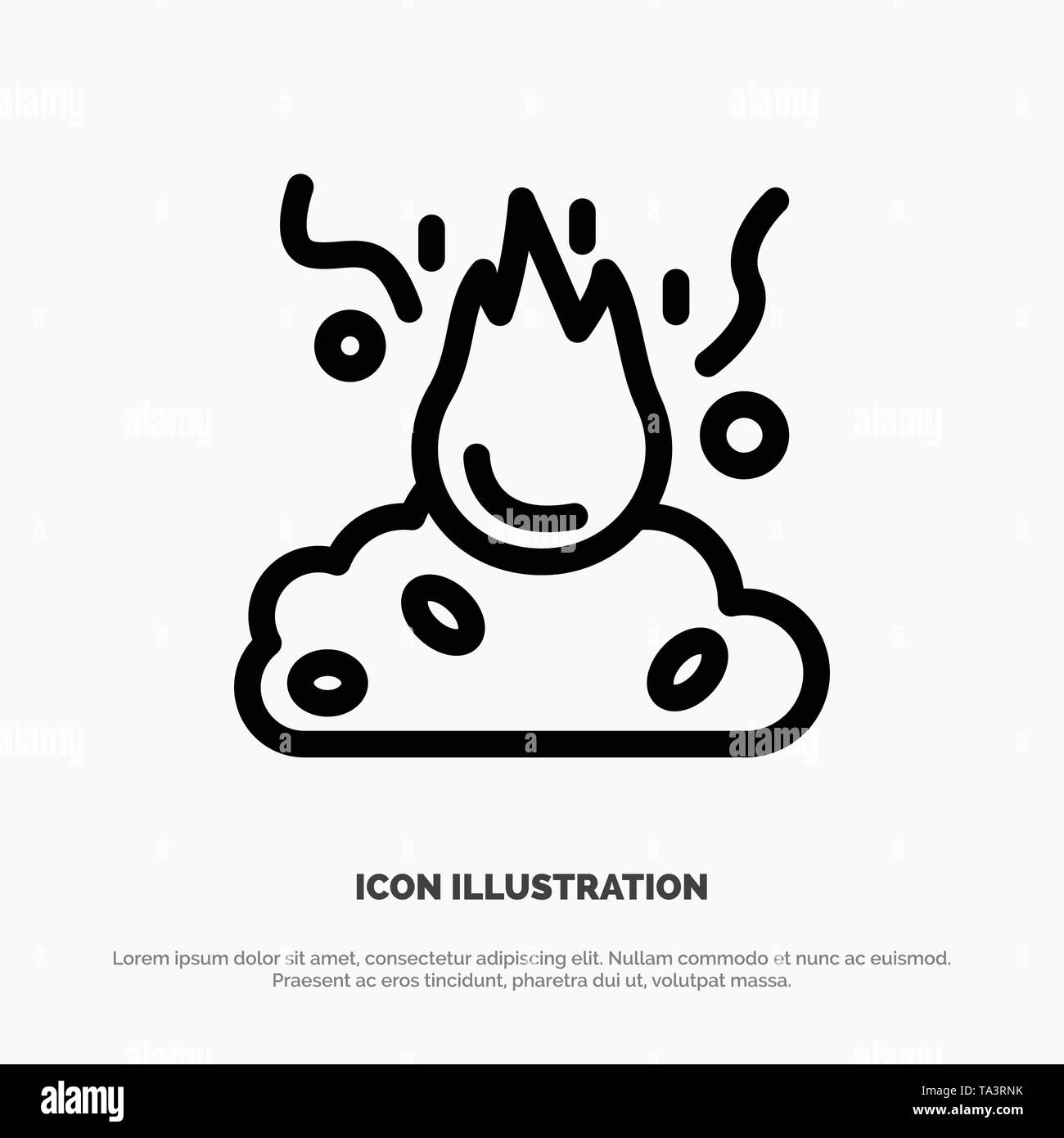 Burn, Fire, Garbage, Pollution, Smoke Line Icon Vector Stock Vector