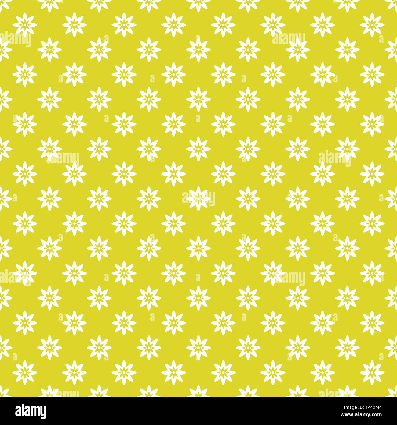 Vector seamless texture. Small white flowers on a yellow background ...