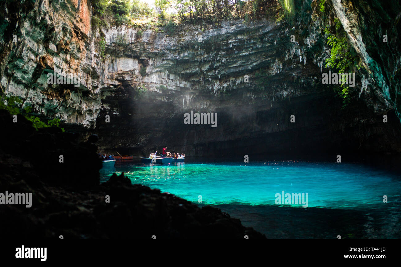 Kefalonia Melissani Cave, Cave Of The Nymphs Stock Photo - Alamy