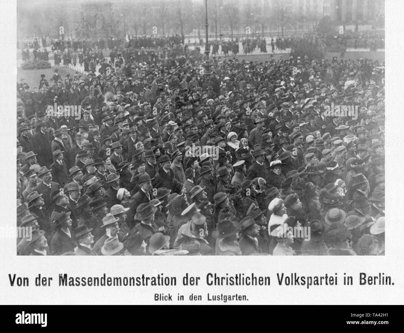 The Centre Party, which at that time still bore the alternative name of Christliche Volkspartei (Christian People's Party) organized a mass demonstration in Berlin's Lustgarten. Stock Photo