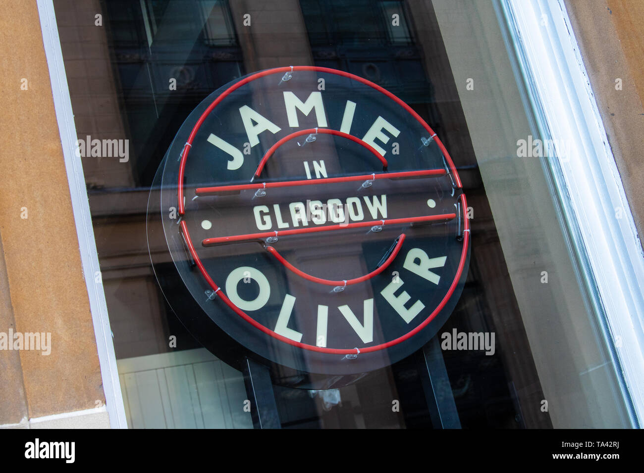 Jamie Oliver Italian Restaurant at 7 George Square in Glasgow. This business went into administration on 21st May 2019 Stock Photo