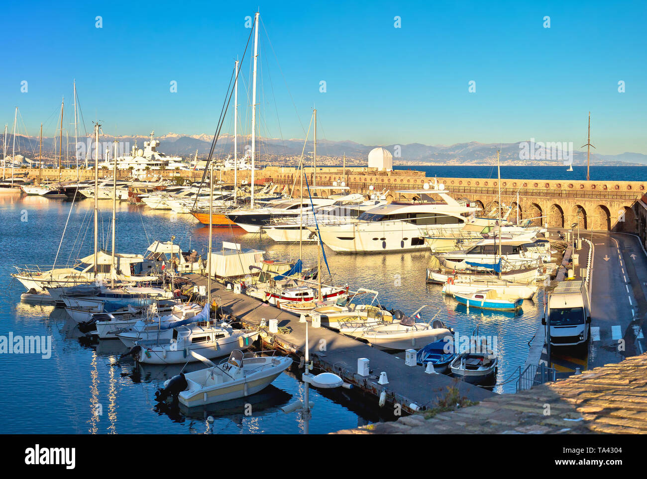 Port Vauban harbor in Antibes panoramic view, Southern France Stock Photo -  Alamy