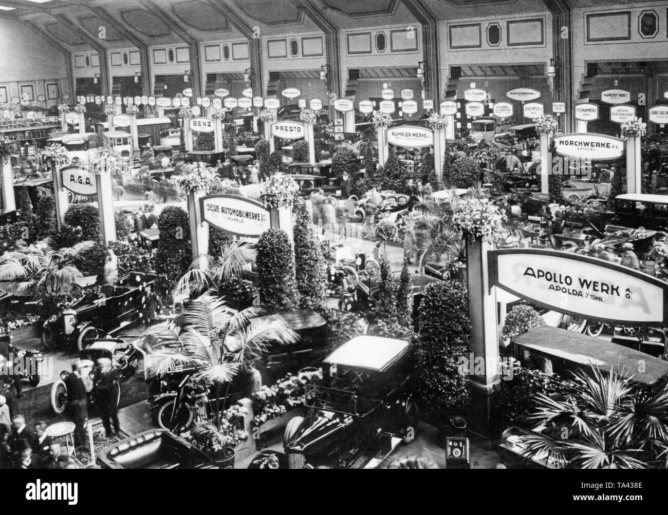 The exhibition hall of the first German Motor Show in 1921, that was attended by all the major German car manufacturers. Stock Photo