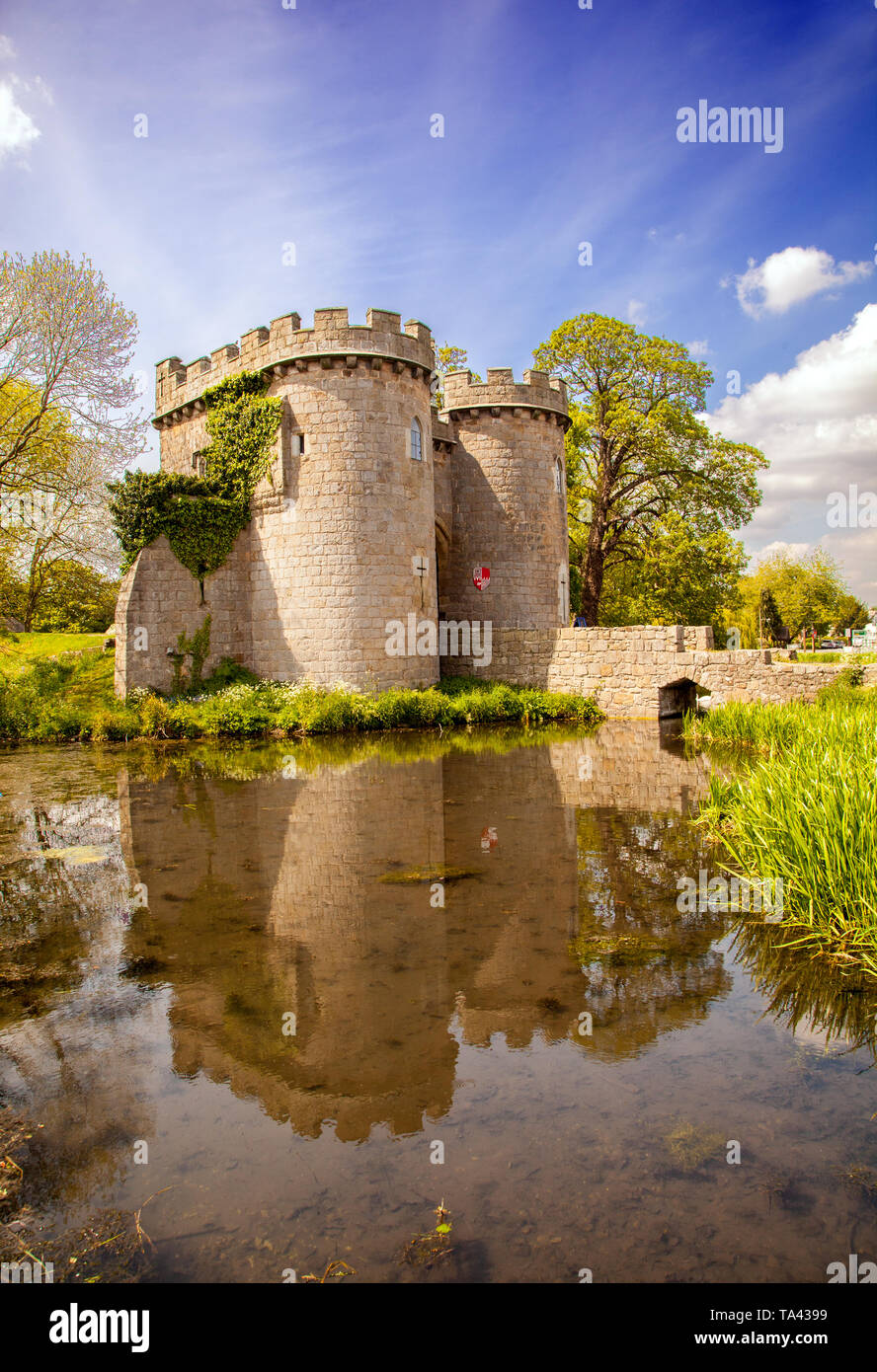 Whittington Castle, owned by the Whittington castle Preservation Fund is a motte-and-bailey castle  near Oswestry in North Shropshire England UK Stock Photo
