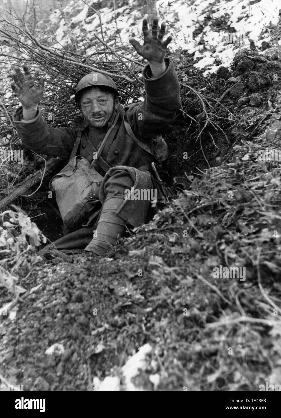 French troops on the retreat and in captivity. Stock Photo