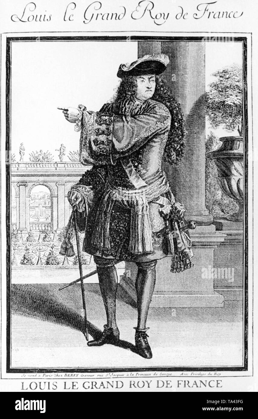 Standing portrait of the French King Louis XIV. Stock Photo