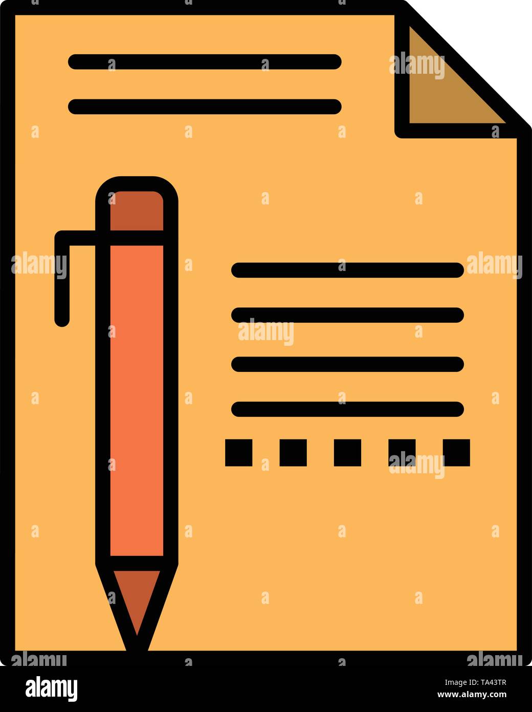 Document, Edit, Page, Paper, Pencil, Write  Flat Color Icon. Vector icon banner Template Stock Vector
