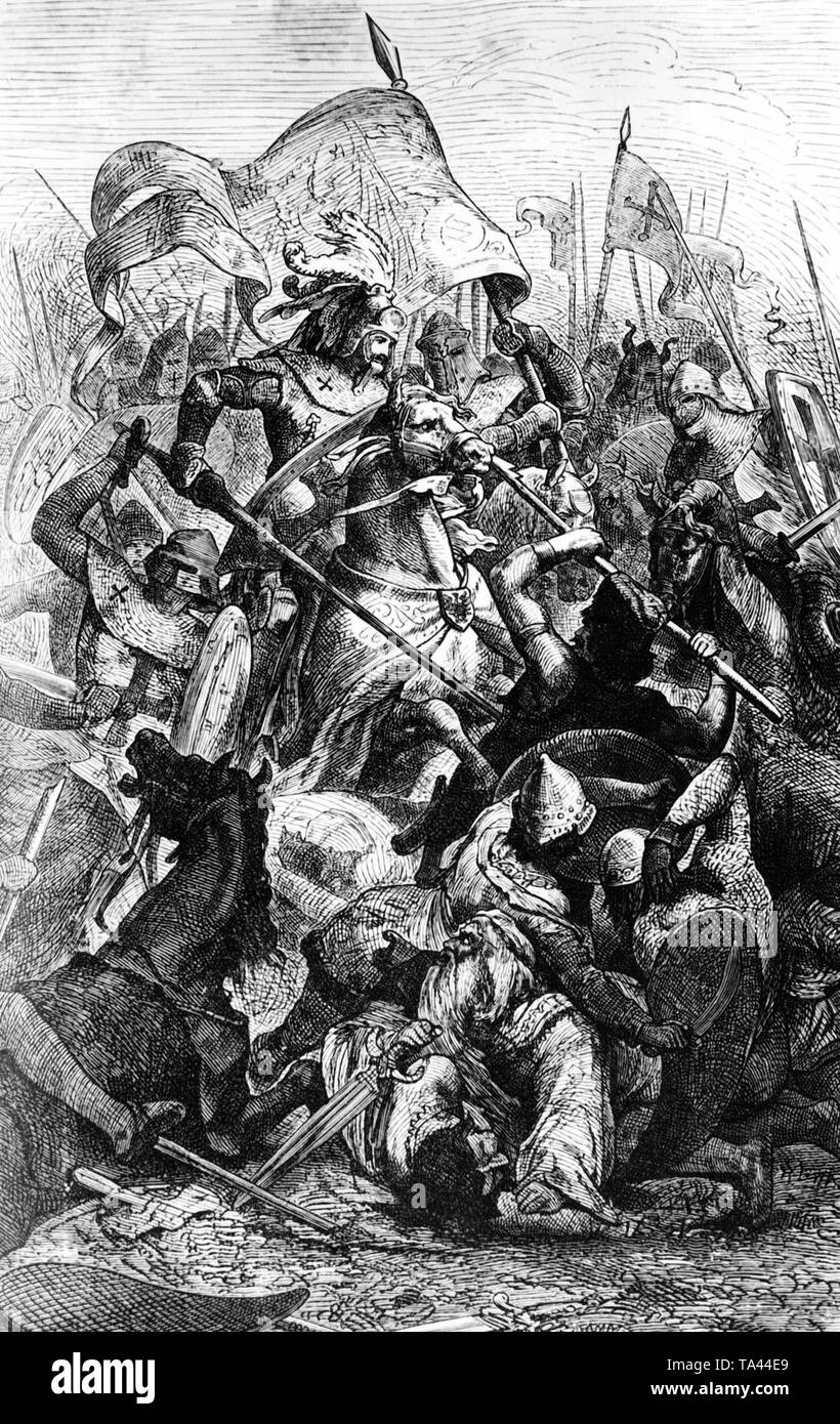 The Teutonic Order and the Grand Duchy of Lithuania were fighting for more than 100 years. Reasons of the long war were the plundering of Lithuanians and expansion plans of the Teutonic Order. The Teutonic Knights went to Lithuania in the fourteenth century under the pretext of wanting to convert the pagan Lithuanians to Christianity. Stock Photo