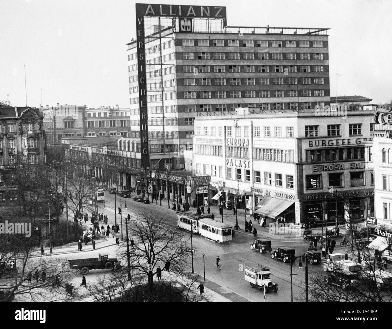 View of the Askanischer Platz and the Europahaus. The Europahaus was built between 1926 and 1931 in the style of New Objectivity. Stock Photo