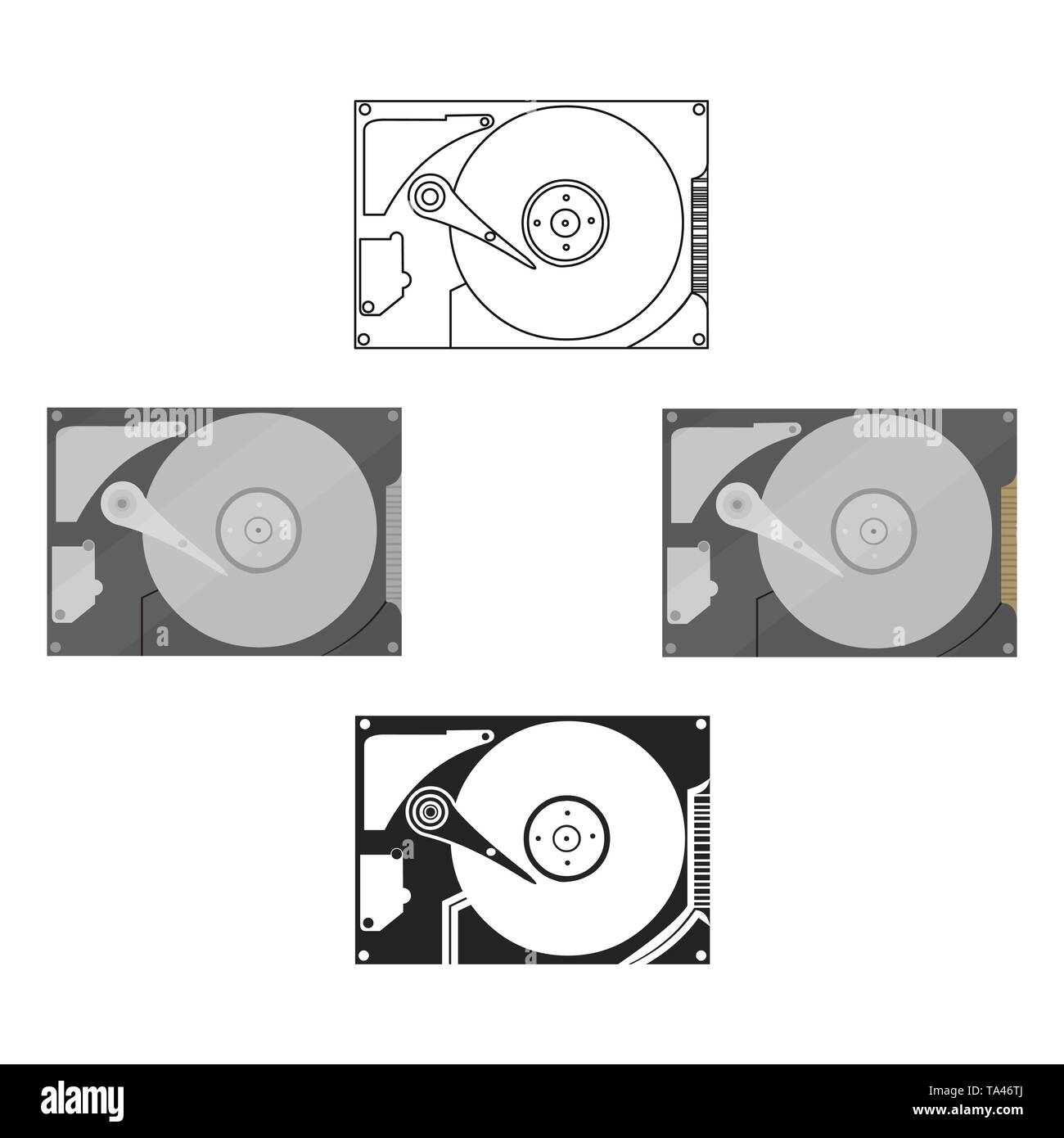 Hard disk icon in cartoon,black style isolated on white background.  Personal computer symbol vector illustration Stock Vector Image & Art -  Alamy