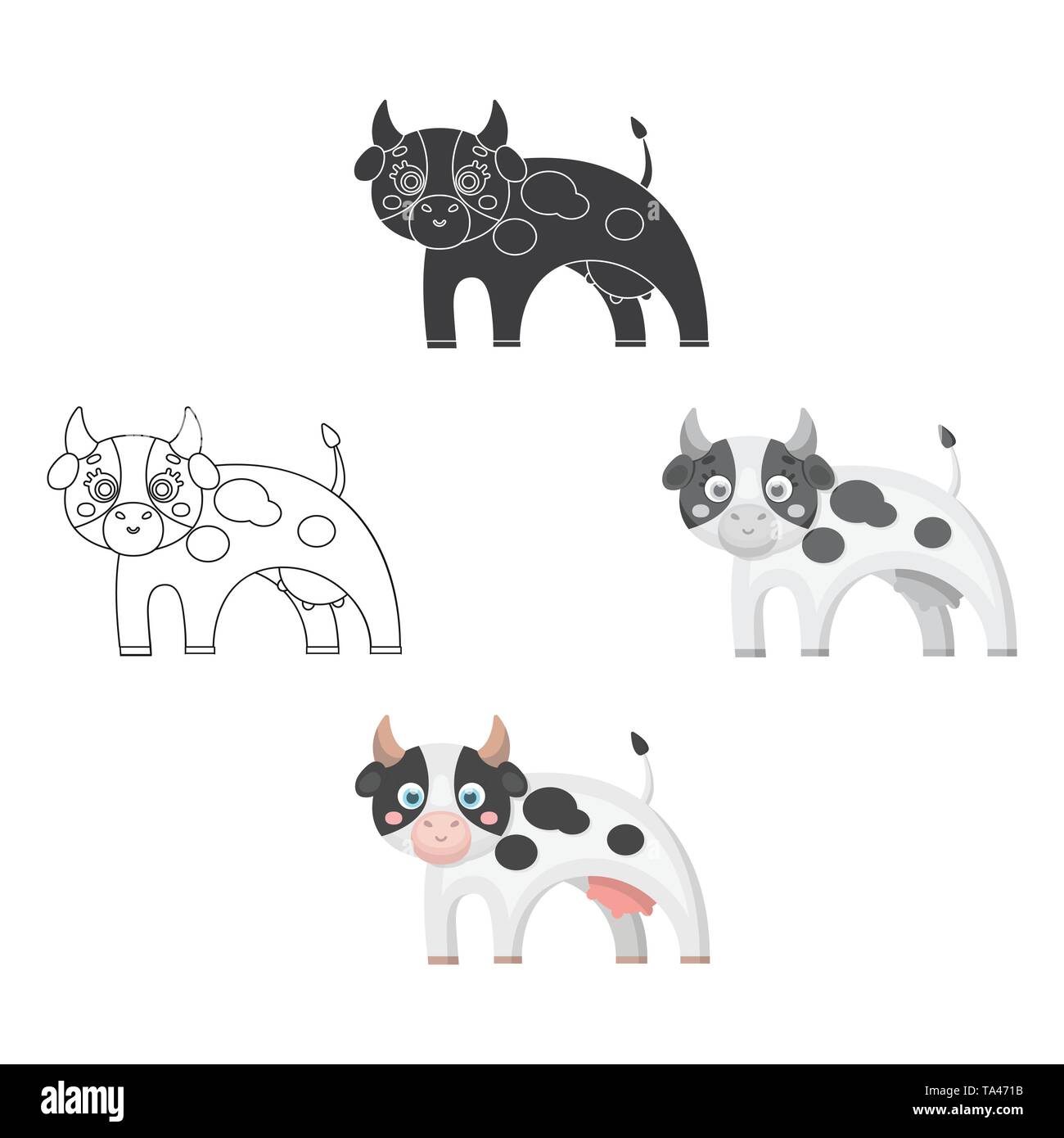 Cow, single icon in cartoon,black style.Cow, vector symbol stock ...
