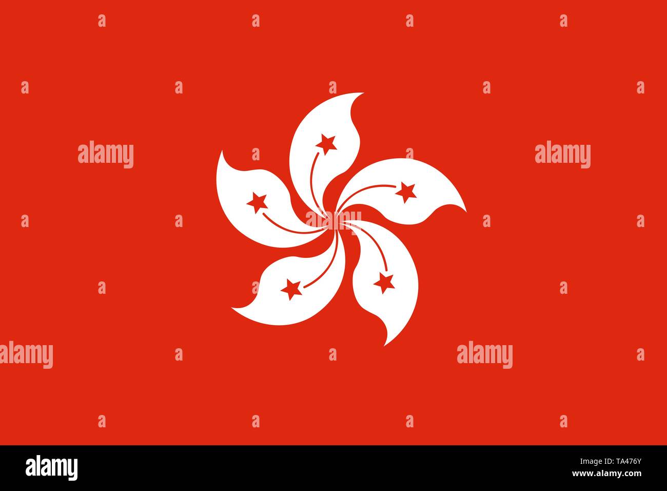 Hong Kong vector flag. Vector flag illustration of Hong Kong Special Administrative Region of the People's Republic of China Stock Vector