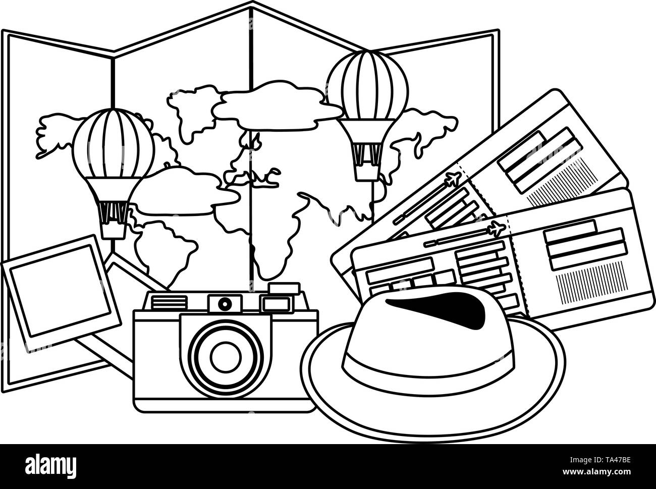Travel icon set design, Trip vacation tourism journey tourist ...