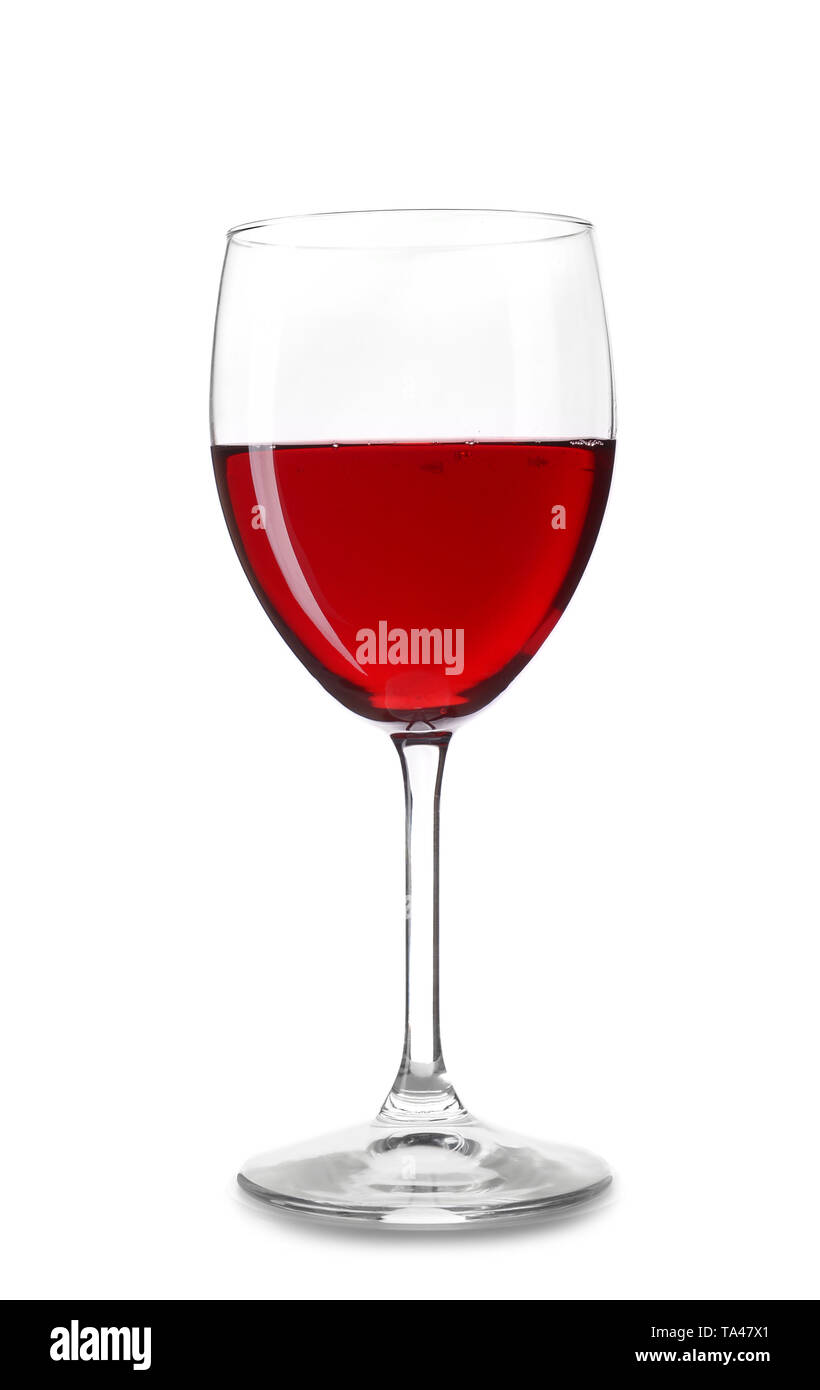 Glass of red wine on white background Stock Photo - Alamy
