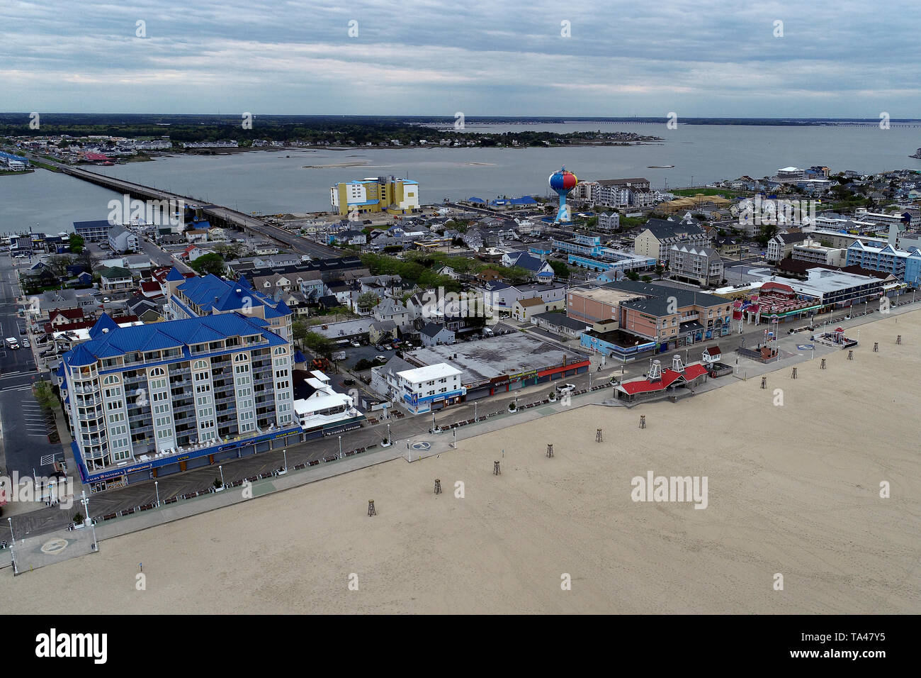 Aerial view of Ocean City, Maryland in the early morning Stock Photo