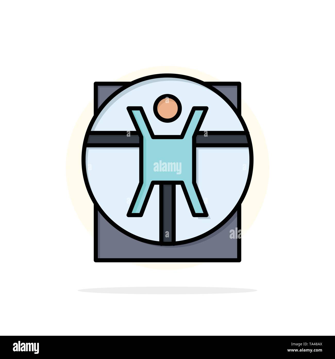 Vitruvian, Man, Medical, Scene Abstract Circle Background Flat color Icon Stock Vector