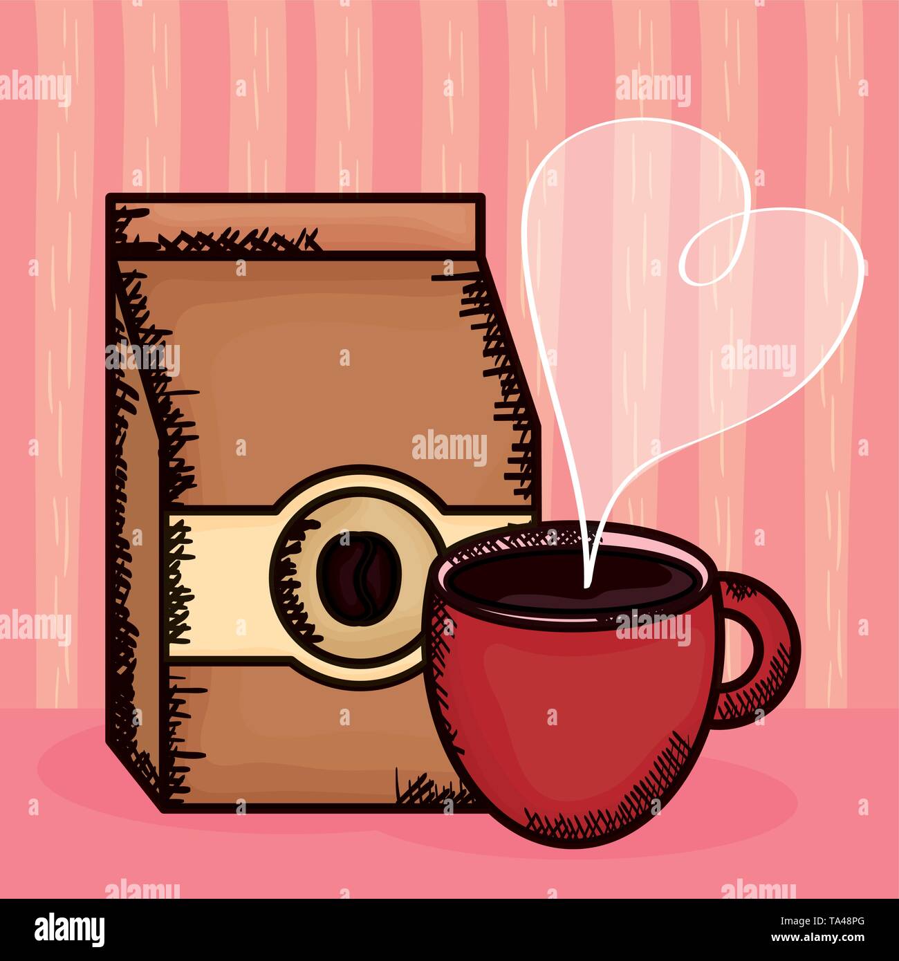 coffee cup with bag product vector illustration design Stock Vector ...